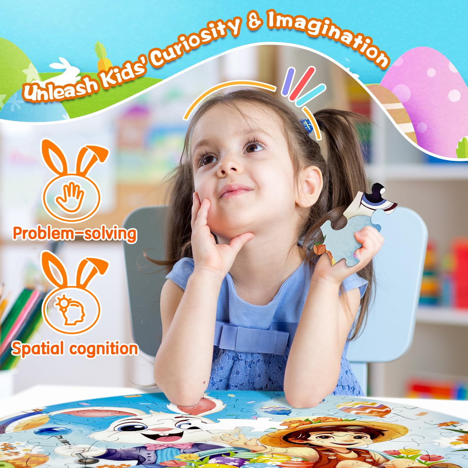 Foto 4 pulgar | Puzzle Talgic Spring Redondo De 70 Piezas Para Niños De 4 A 8 Años Con Huevos Y Conejito - Venta Internacional