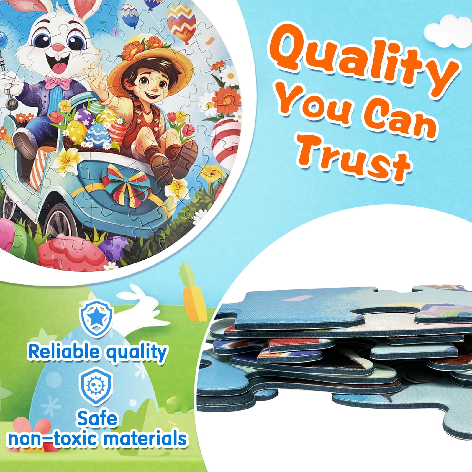 Foto 5 pulgar | Puzzle Talgic Spring Redondo De 70 Piezas Para Niños De 4 A 8 Años Con Huevos Y Conejito - Venta Internacional