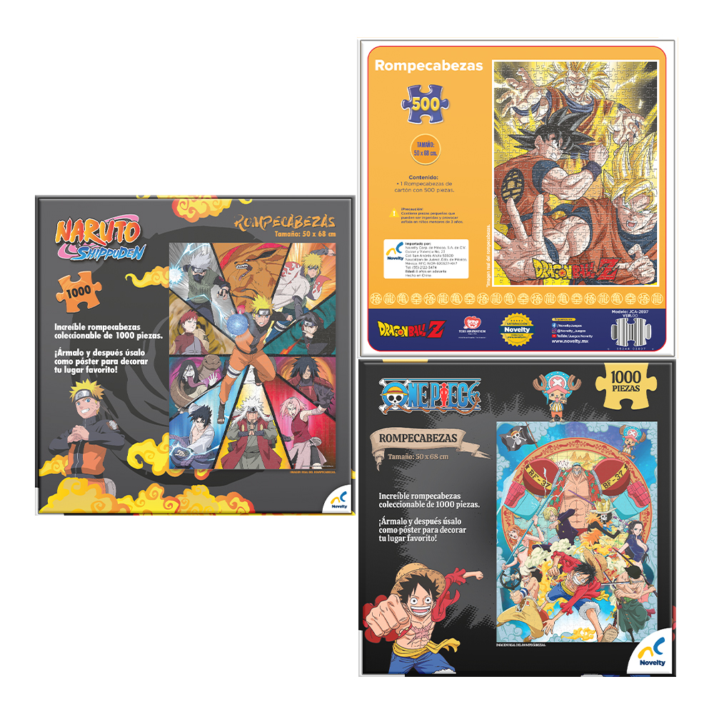 Foto 4 pulgar | Combo Rompecabezas Anime Coleccionable Naruto Dragon Ball One Piece