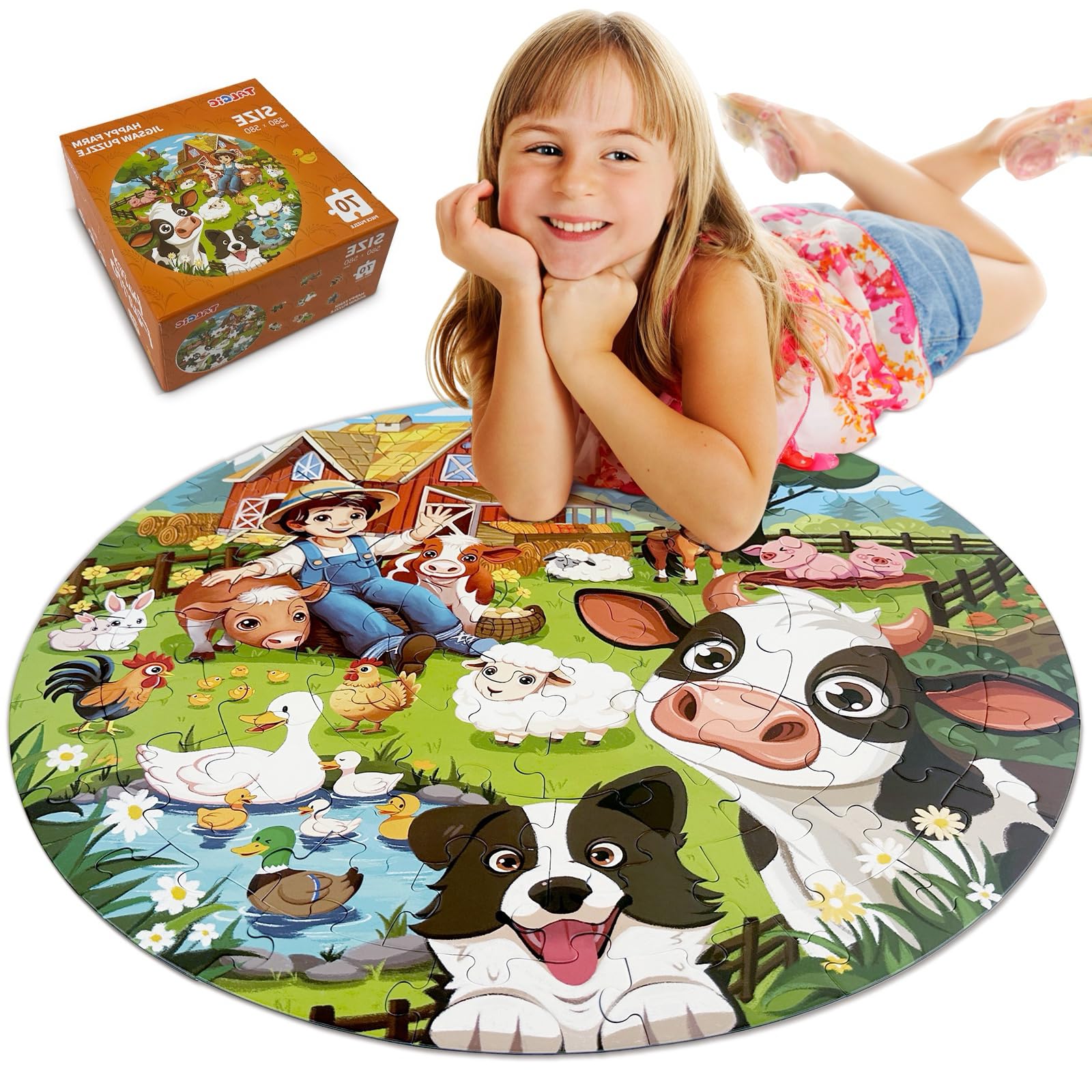 Foto 2 pulgar | Puzzle Talgic Farm De 70 Piezas Para Niños De 3 A 10 Años Con Animales - Venta Internacional.