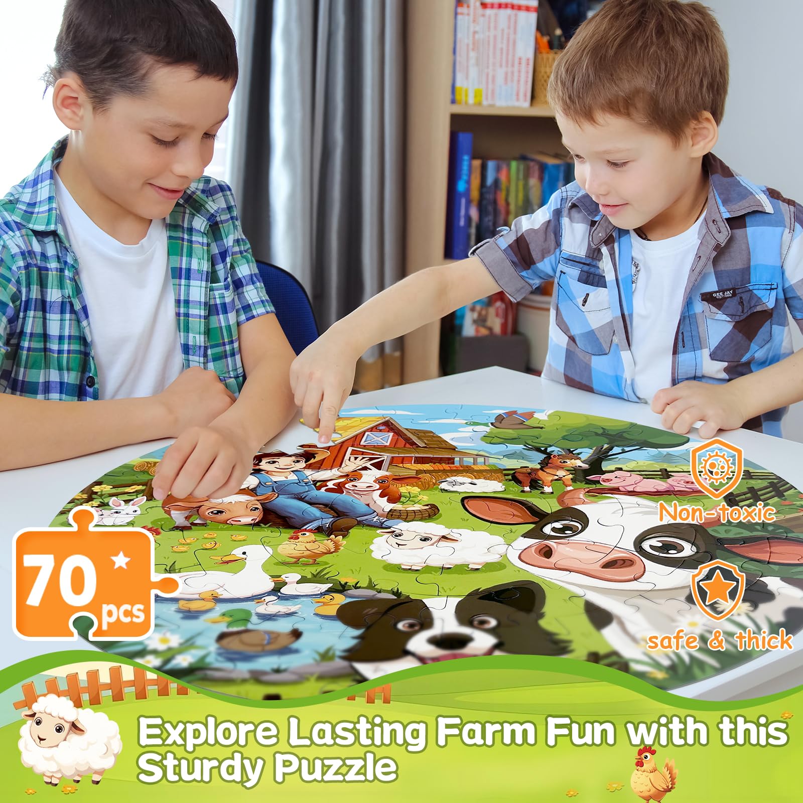 Foto 3 pulgar | Puzzle Talgic Farm De 70 Piezas Para Niños De 3 A 10 Años Con Animales - Venta Internacional.