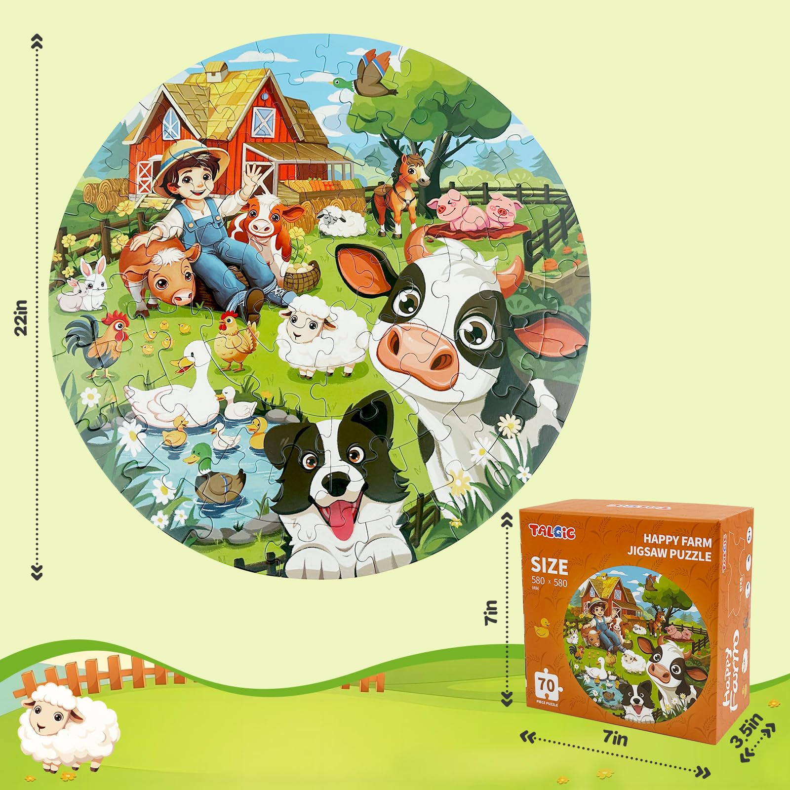 Foto 6 pulgar | Puzzle Talgic Farm De 70 Piezas Para Niños De 3 A 10 Años Con Animales - Venta Internacional.