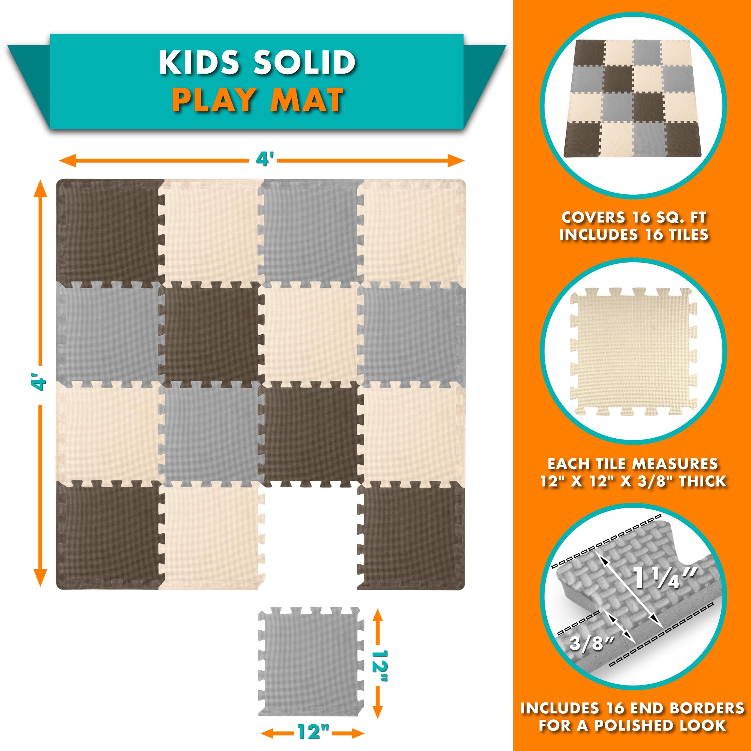 Foto 3 pulgar | Alfombrilla De Espuma Para Jugar En El Suelo Prosource Kids Con Colores Lisos - Venta Internacional.