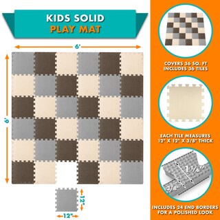 Foto 2 | Alfombrilla De Espuma Para Jugar En El Suelo Prosource Kids Con Colores Lisos - Venta Internacional.