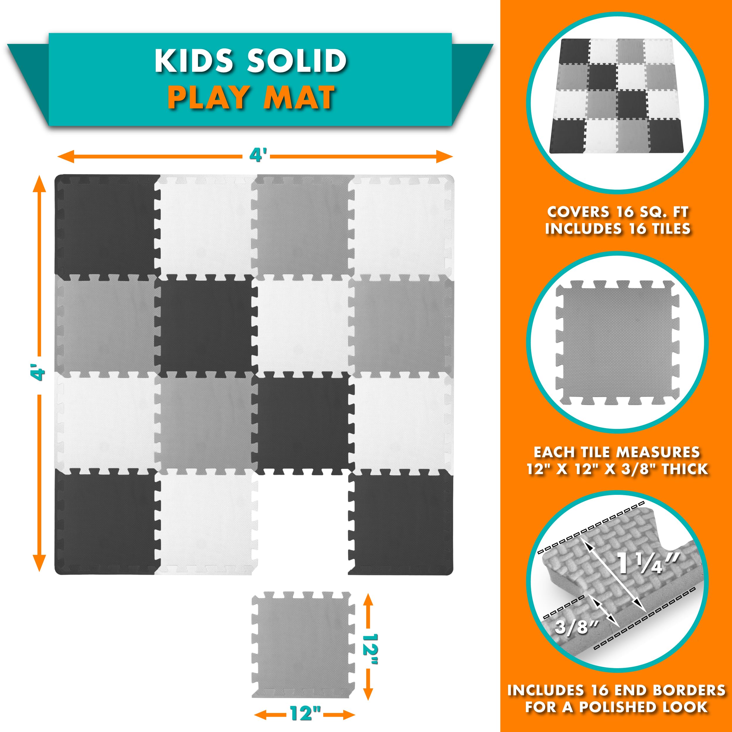 Foto 2 | Alfombra De Espuma Para Juegos Prosource Kids Con 36 O 16 Baldosas - Venta Internacional.