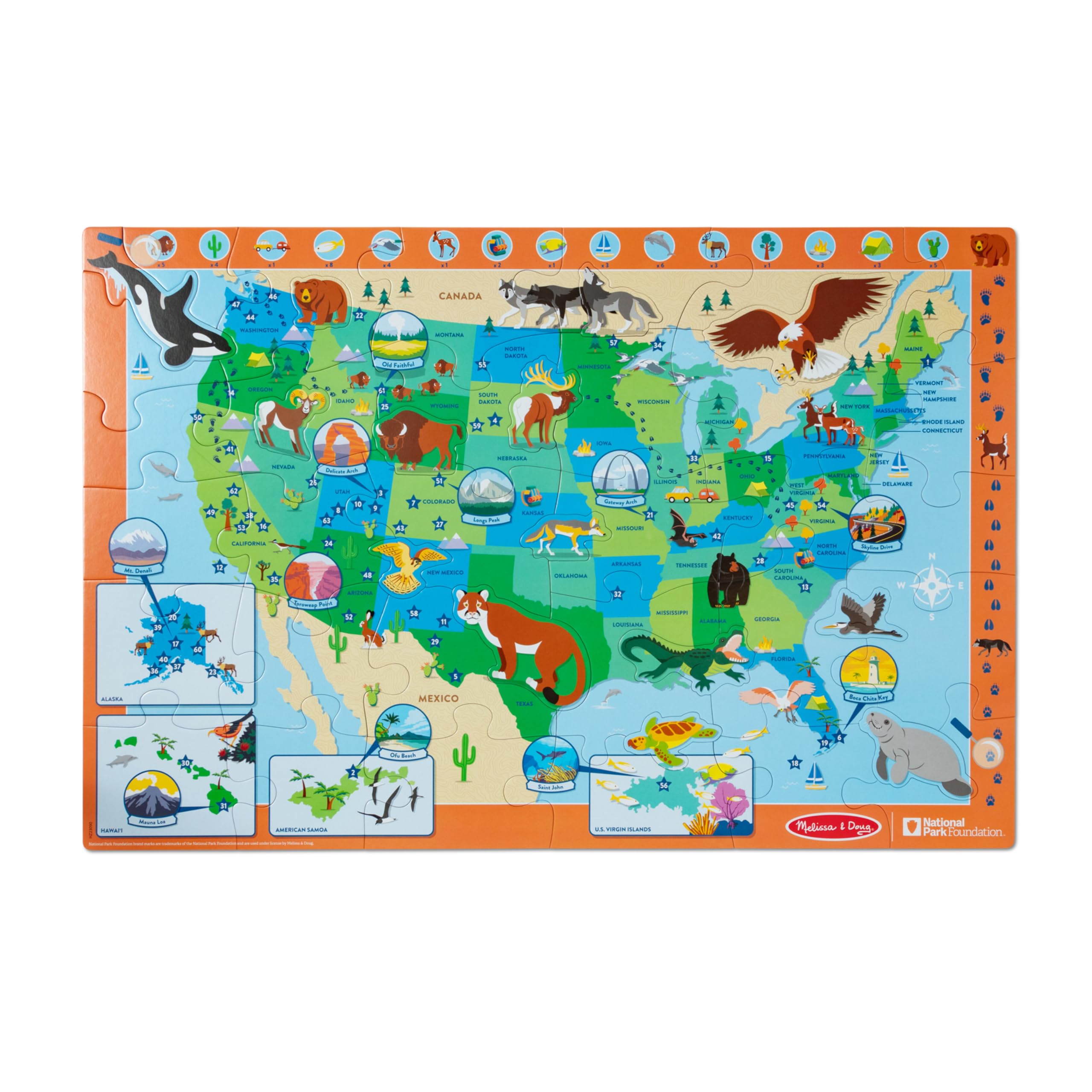 Foto 2 pulgar | Puzle De 45 Piezas Con Mapa De Los Parques Nacionales De Estados Unidos De Melissa & Doug - Venta Internacional.