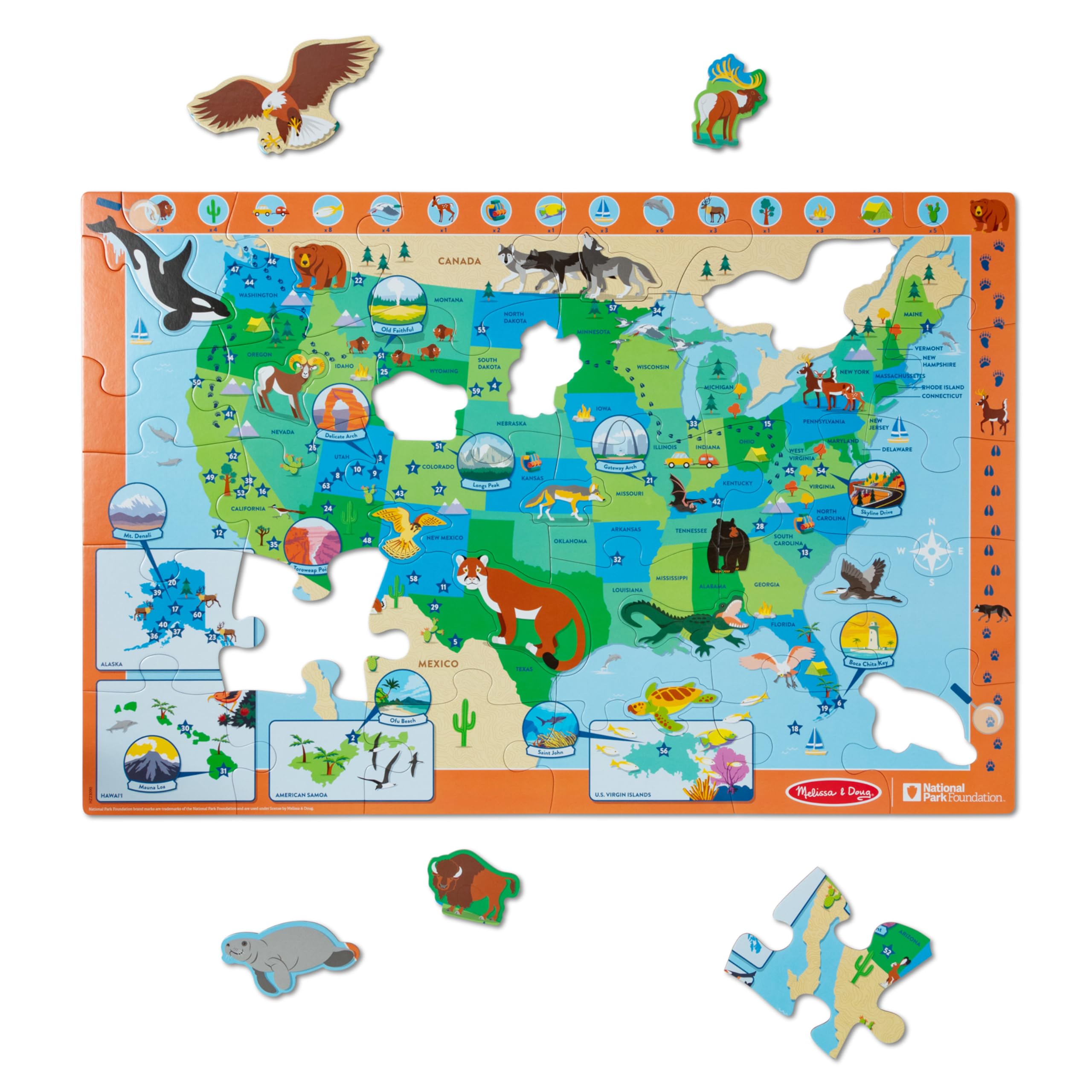 Foto 5 pulgar | Puzle De 45 Piezas Con Mapa De Los Parques Nacionales De Estados Unidos De Melissa & Doug - Venta Internacional.