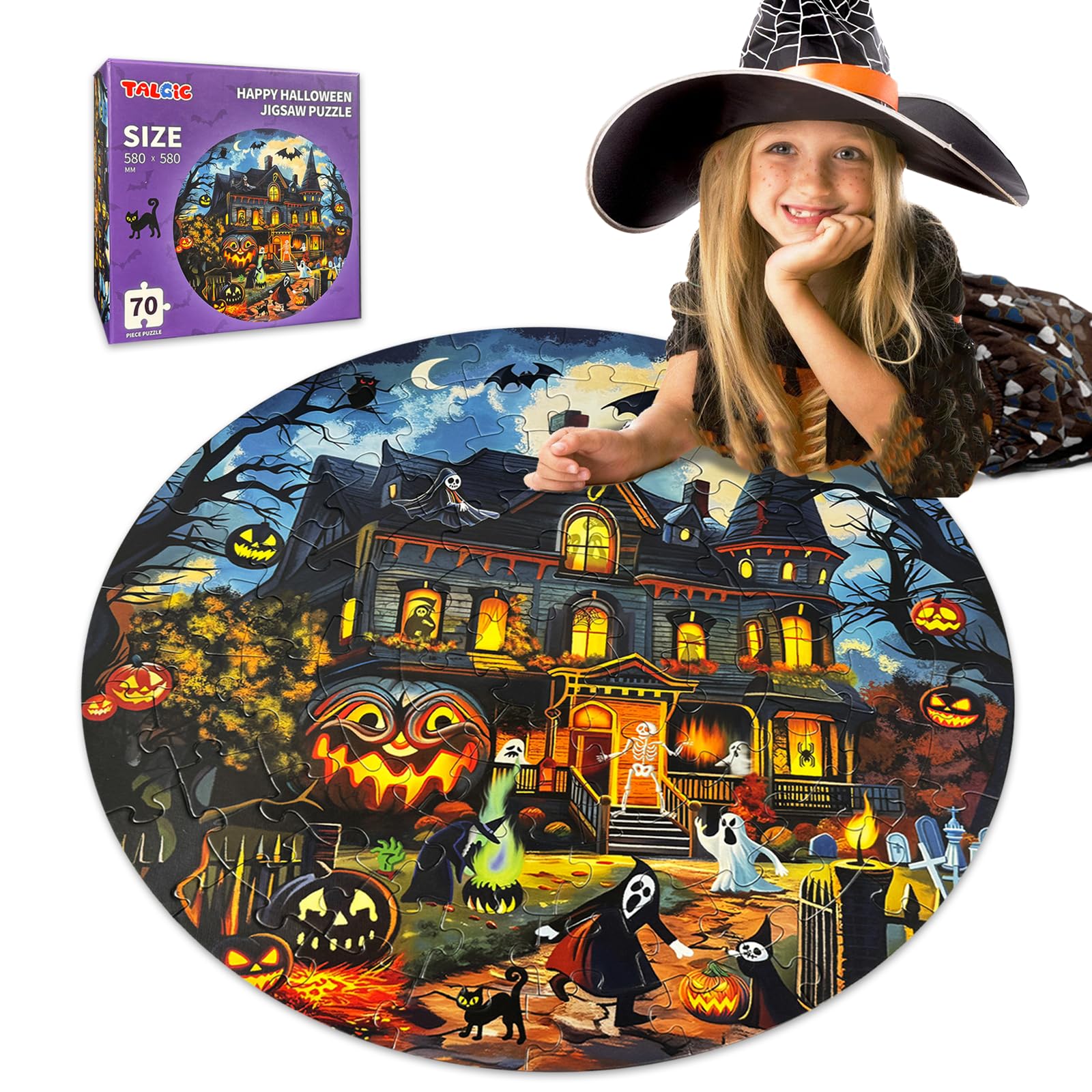 Foto 2 pulgar | Puzzle Talgic Halloween De 70 Piezas Para Niños De 3 A 8 Años - Venta Internacional.