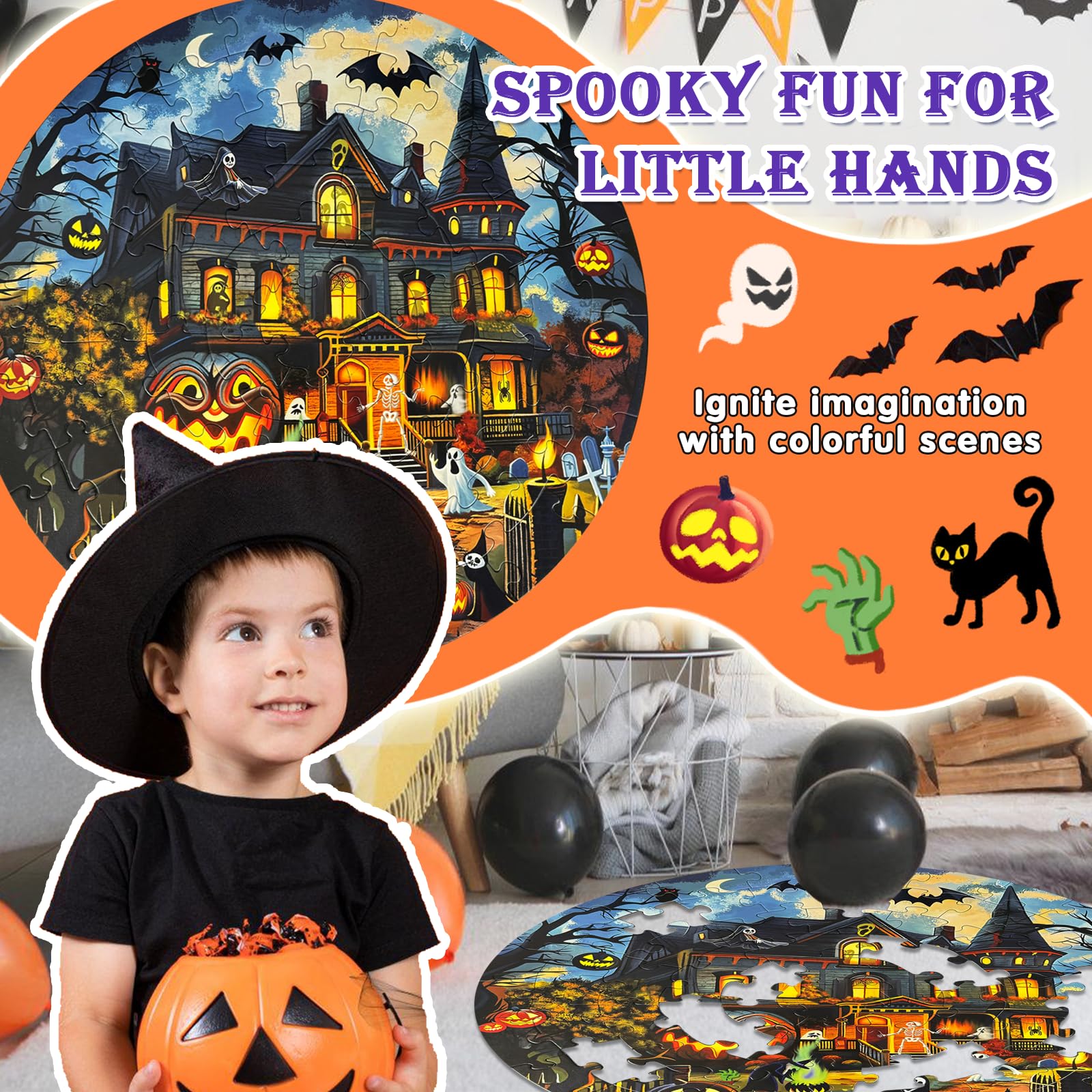 Foto 3 pulgar | Puzzle Talgic Halloween De 70 Piezas Para Niños De 3 A 8 Años - Venta Internacional.