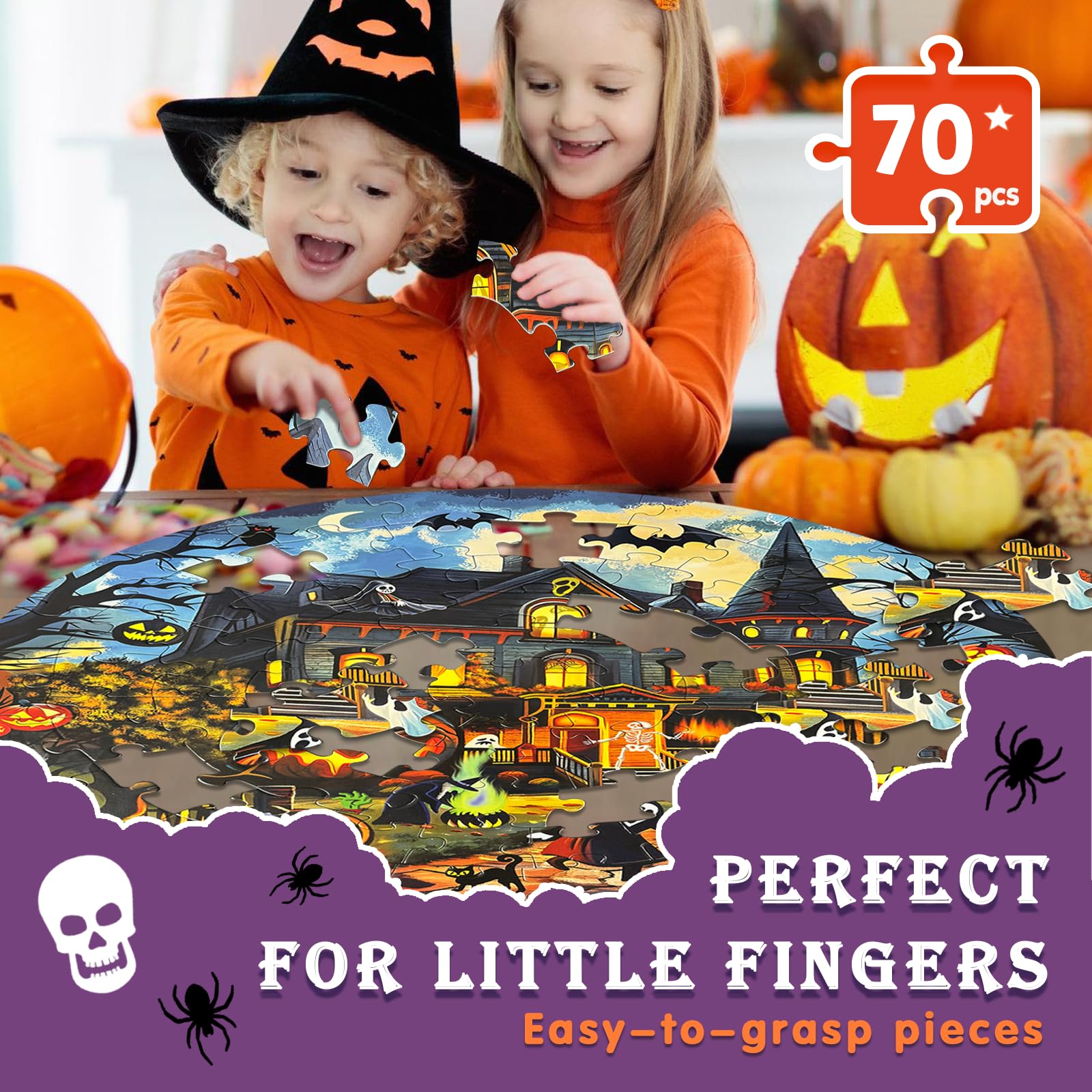 Foto 6 pulgar | Puzzle Talgic Halloween De 70 Piezas Para Niños De 3 A 8 Años - Venta Internacional.