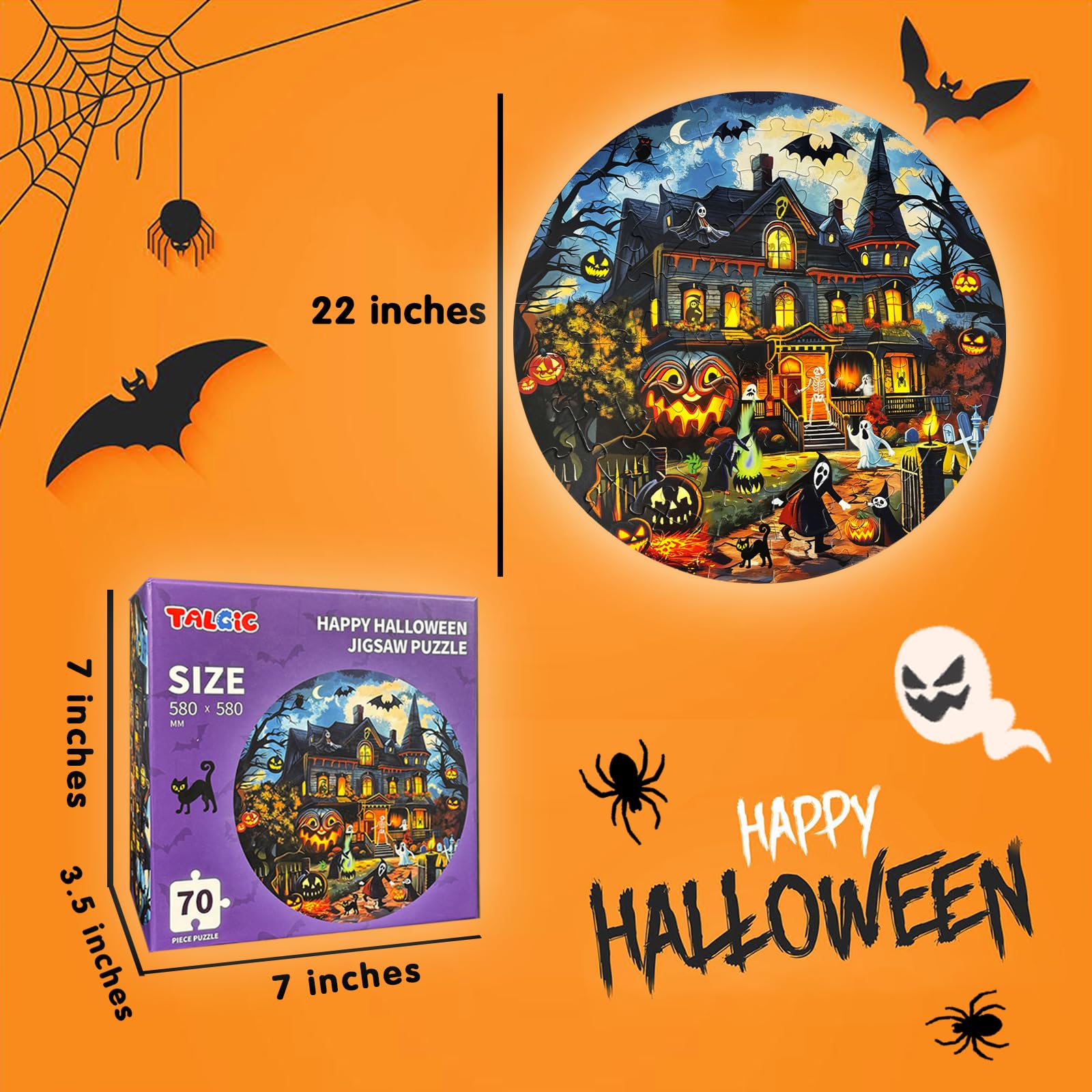 Foto 7 pulgar | Puzzle Talgic Halloween De 70 Piezas Para Niños De 3 A 8 Años - Venta Internacional.