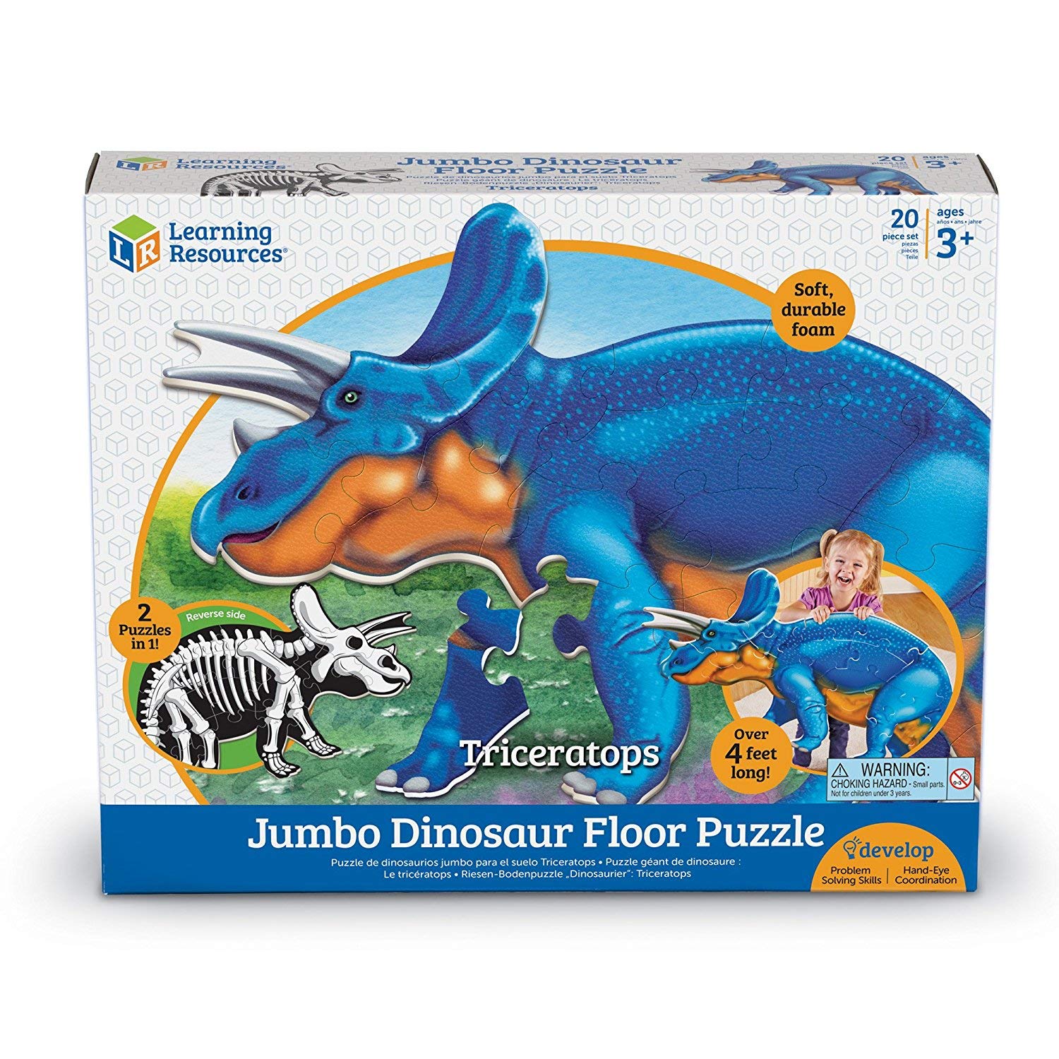 Foto 6 pulgar | Puzzle Learning Resources Jumbo Dinosaur, 20 Piezas De Espuma, 3 O Más En Forma De Y - Venta Internacional.