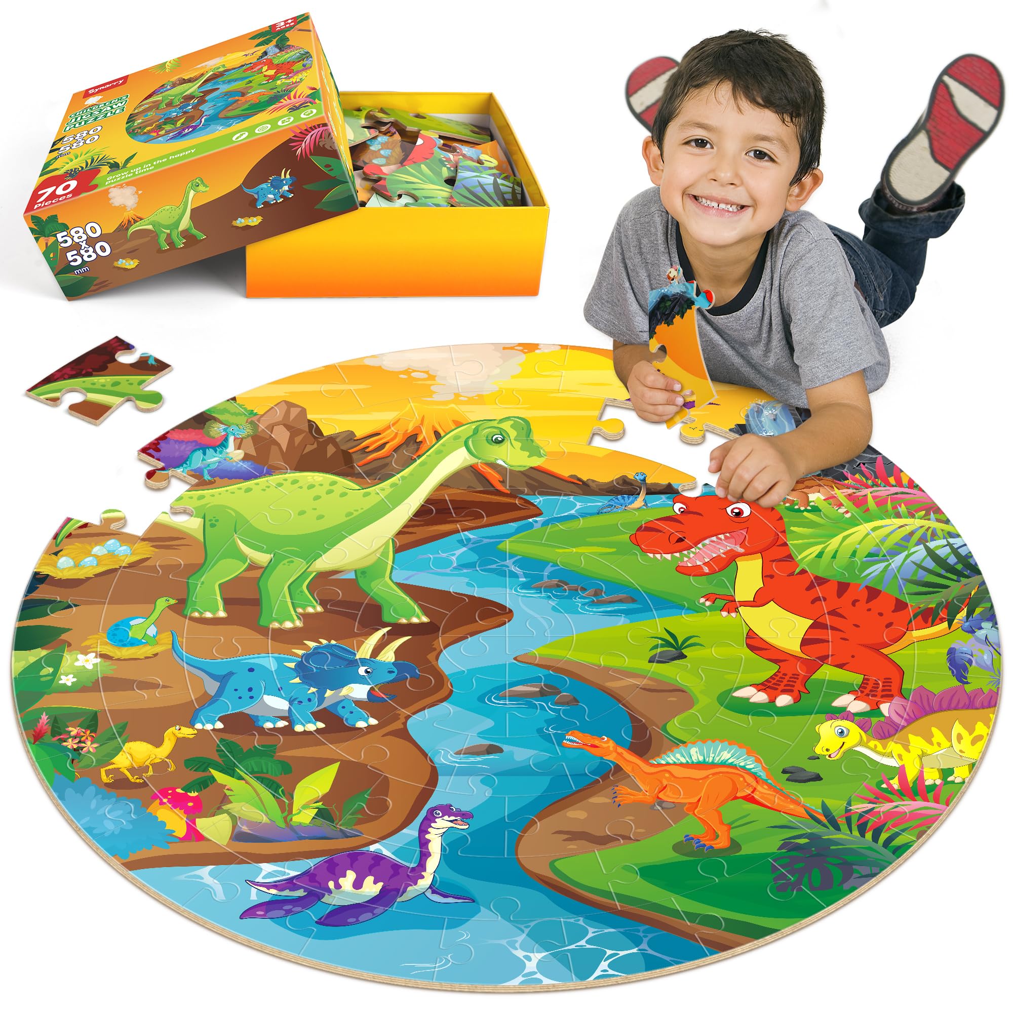 Puzles De Suelo Synarry Dinosaur, 70 Piezas, Para Niños De 4 A 8 Años - Venta Internacional.