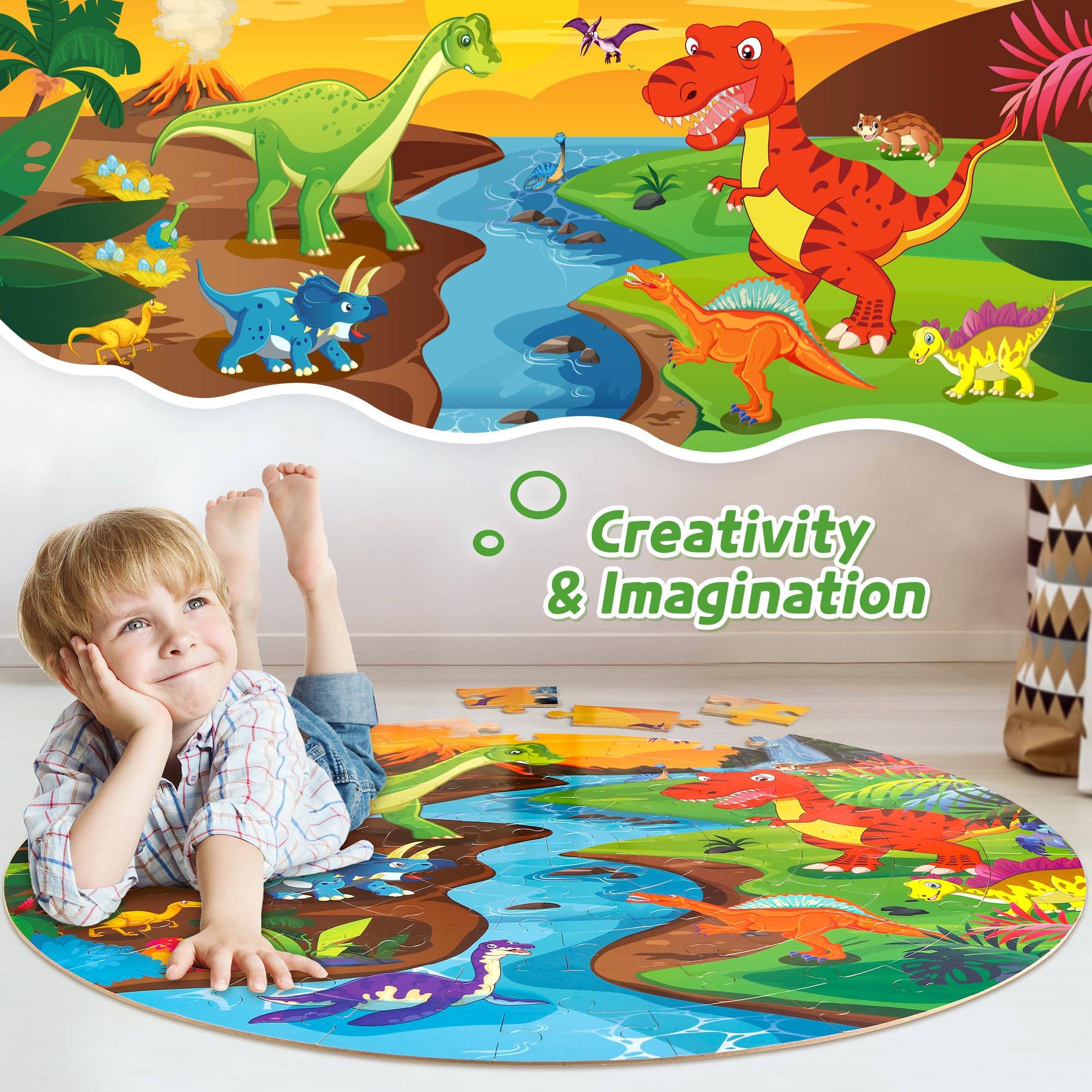 Foto 4 pulgar | Puzles De Suelo Synarry Dinosaur, 70 Piezas, Para Niños De 4 A 8 Años - Venta Internacional.