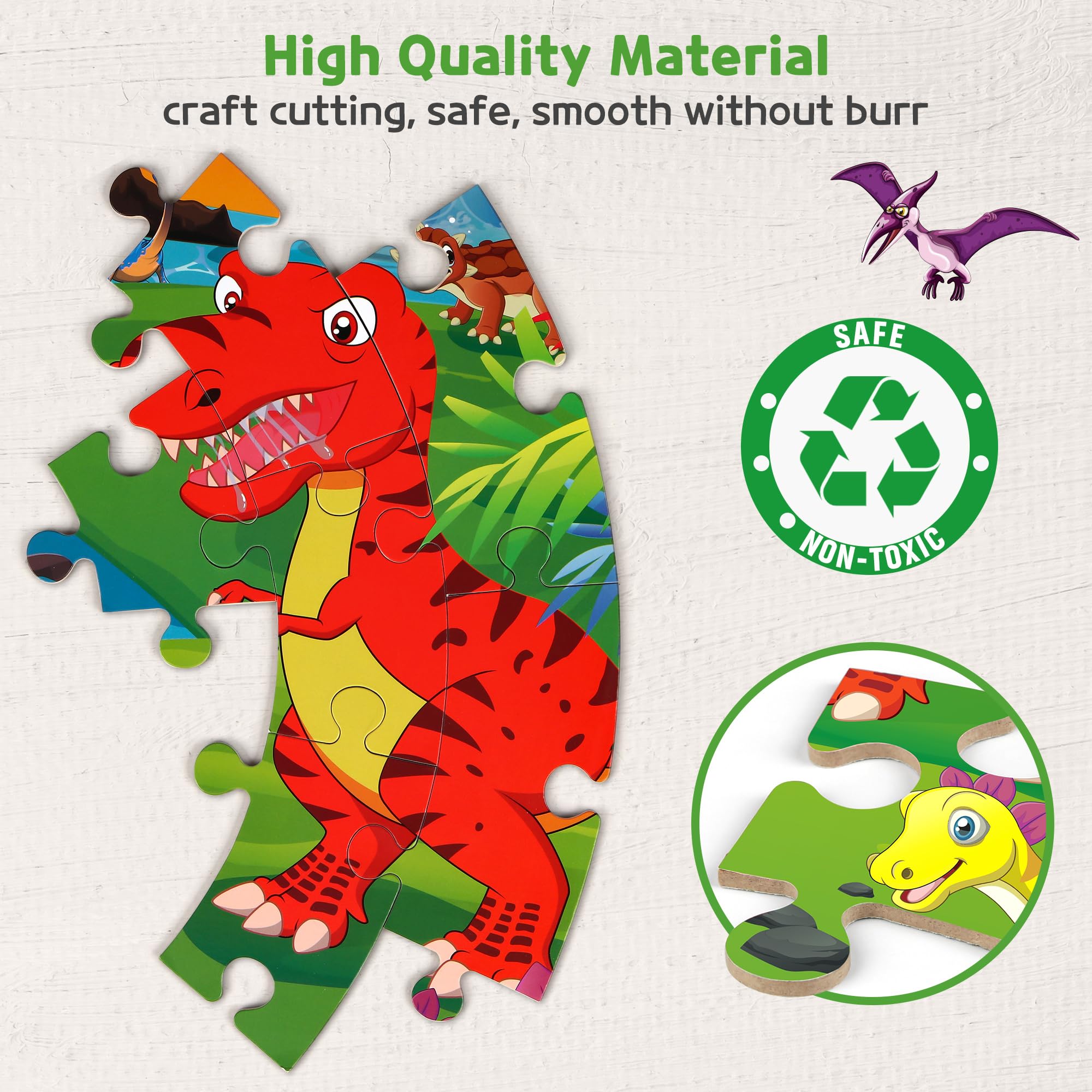 Foto 5 pulgar | Puzles De Suelo Synarry Dinosaur, 70 Piezas, Para Niños De 4 A 8 Años - Venta Internacional.