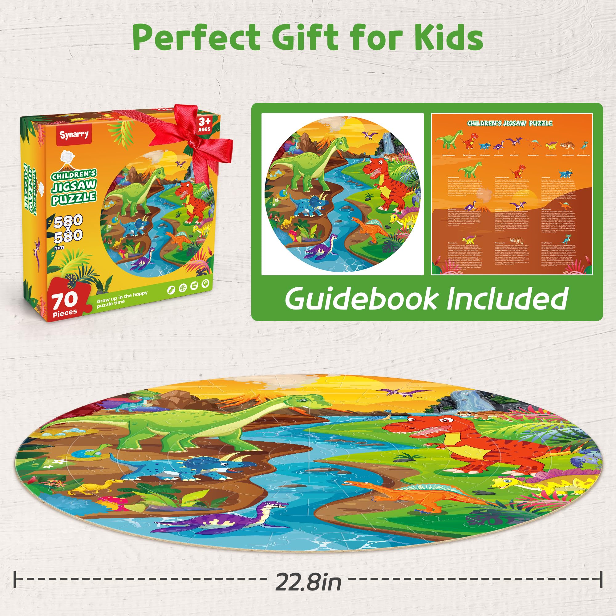 Foto 7 pulgar | Puzles De Suelo Synarry Dinosaur, 70 Piezas, Para Niños De 4 A 8 Años - Venta Internacional.
