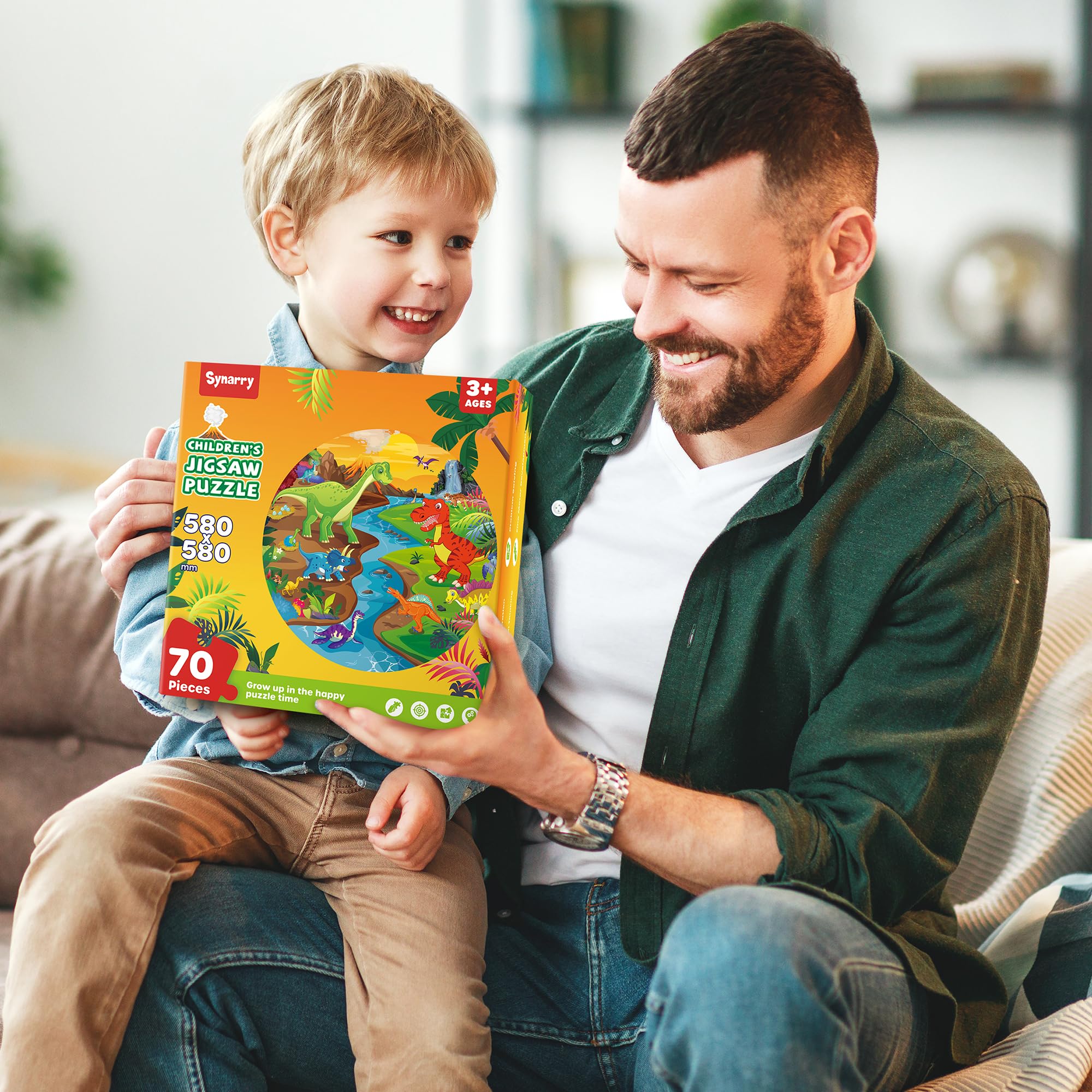 Foto 8 pulgar | Puzles De Suelo Synarry Dinosaur, 70 Piezas, Para Niños De 4 A 8 Años - Venta Internacional.