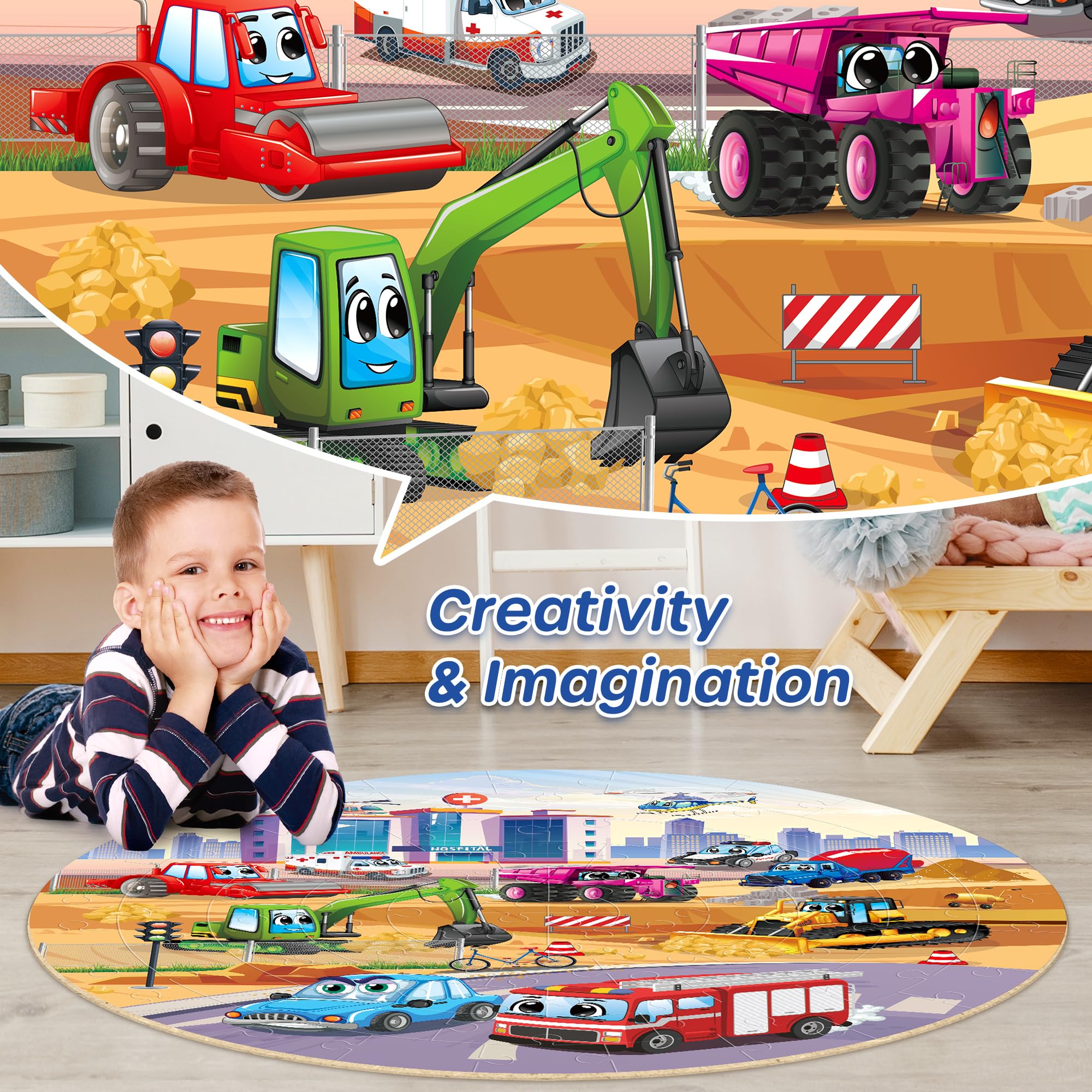 Foto 4 pulgar | Puzzle De Suelo Synarry Vehicle, 70 Piezas, Para Niños De 3 A 8 Años - Venta Internacional.