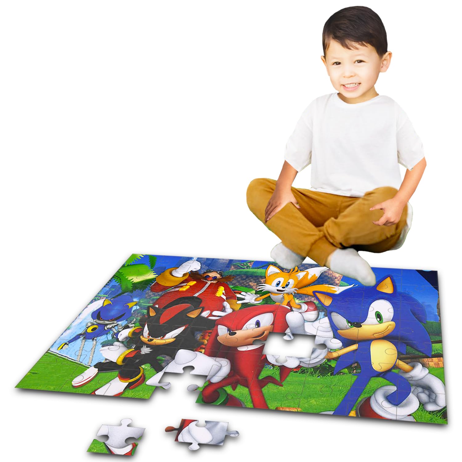 Foto 3 pulgar | Puzle De Suelo Sonic The Hedgehog, 72 Piezas, Con Pegatinas Y Tatuajes - Venta Internacional.