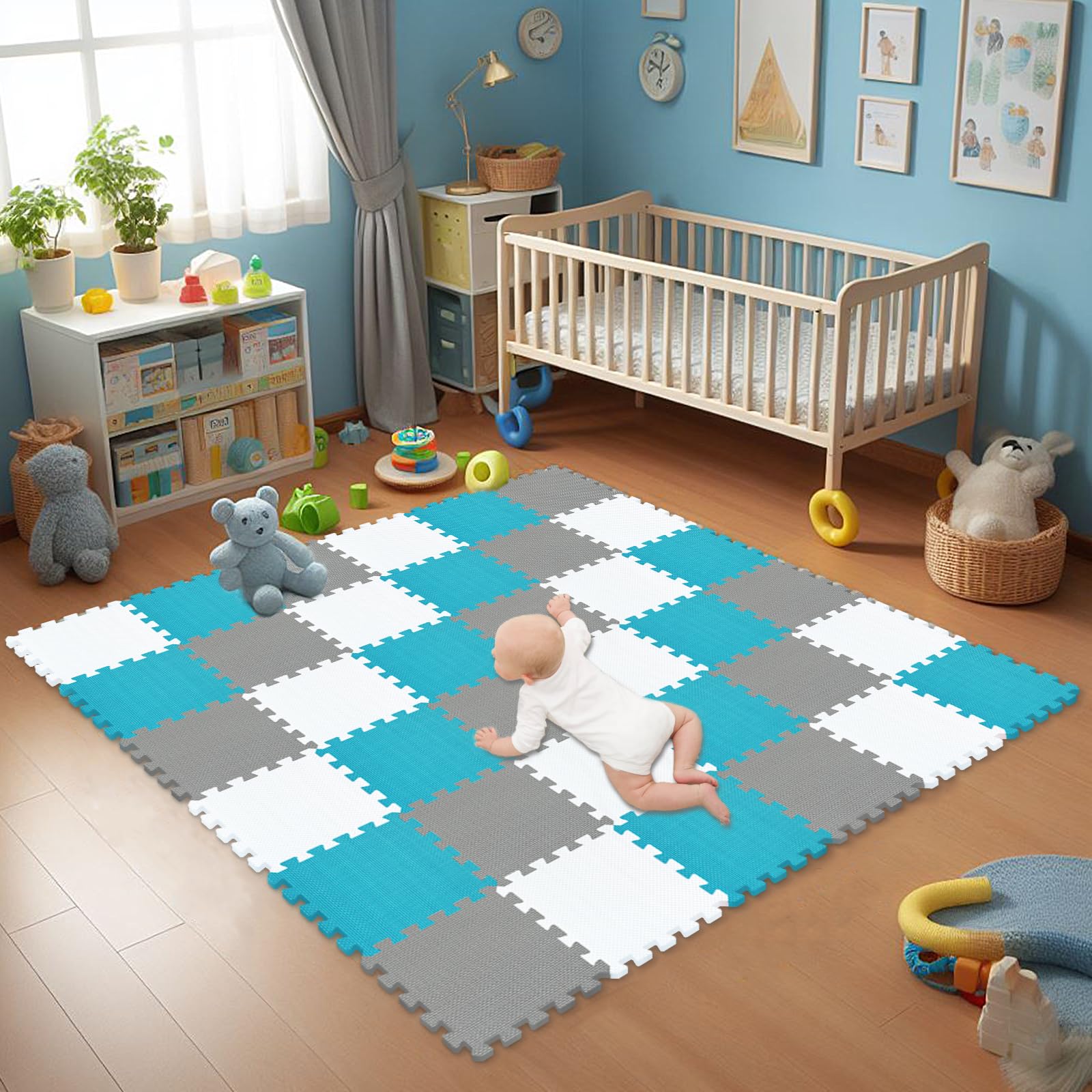 Foto 4 pulgar | Alfombrillas De Espuma Qqpp De Goma Eva, 18 Baldosas Entrelazadas - Venta Internacional.