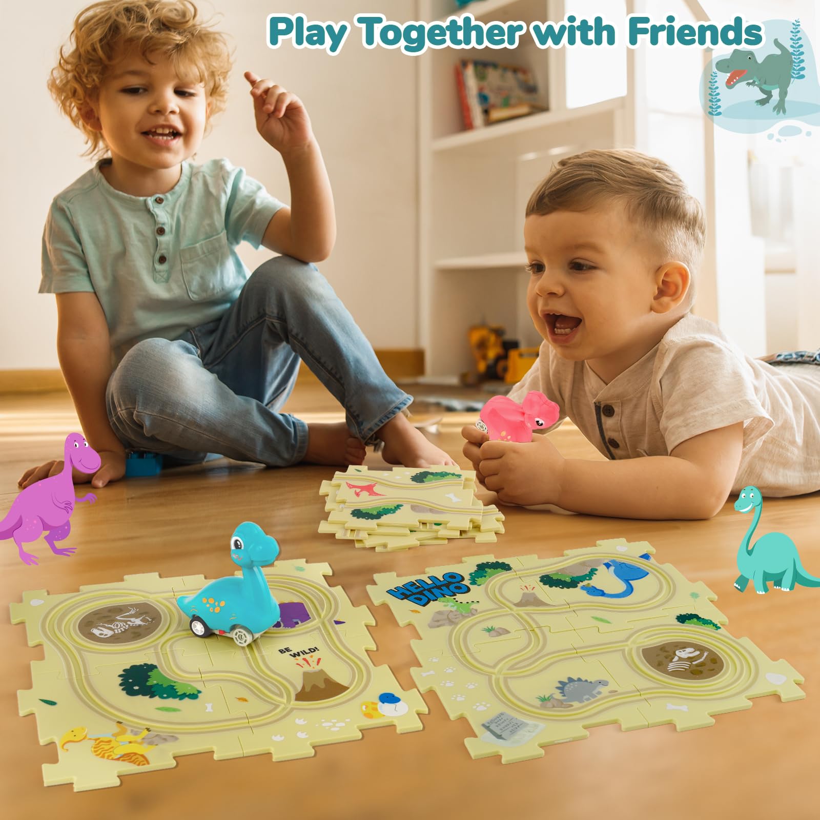 Foto 4 pulgar | Set De Pista Infantil Puzzle Racer, Diseño De Dinosaurio Yooyid, Con 2 Coches - Venta Internacional.