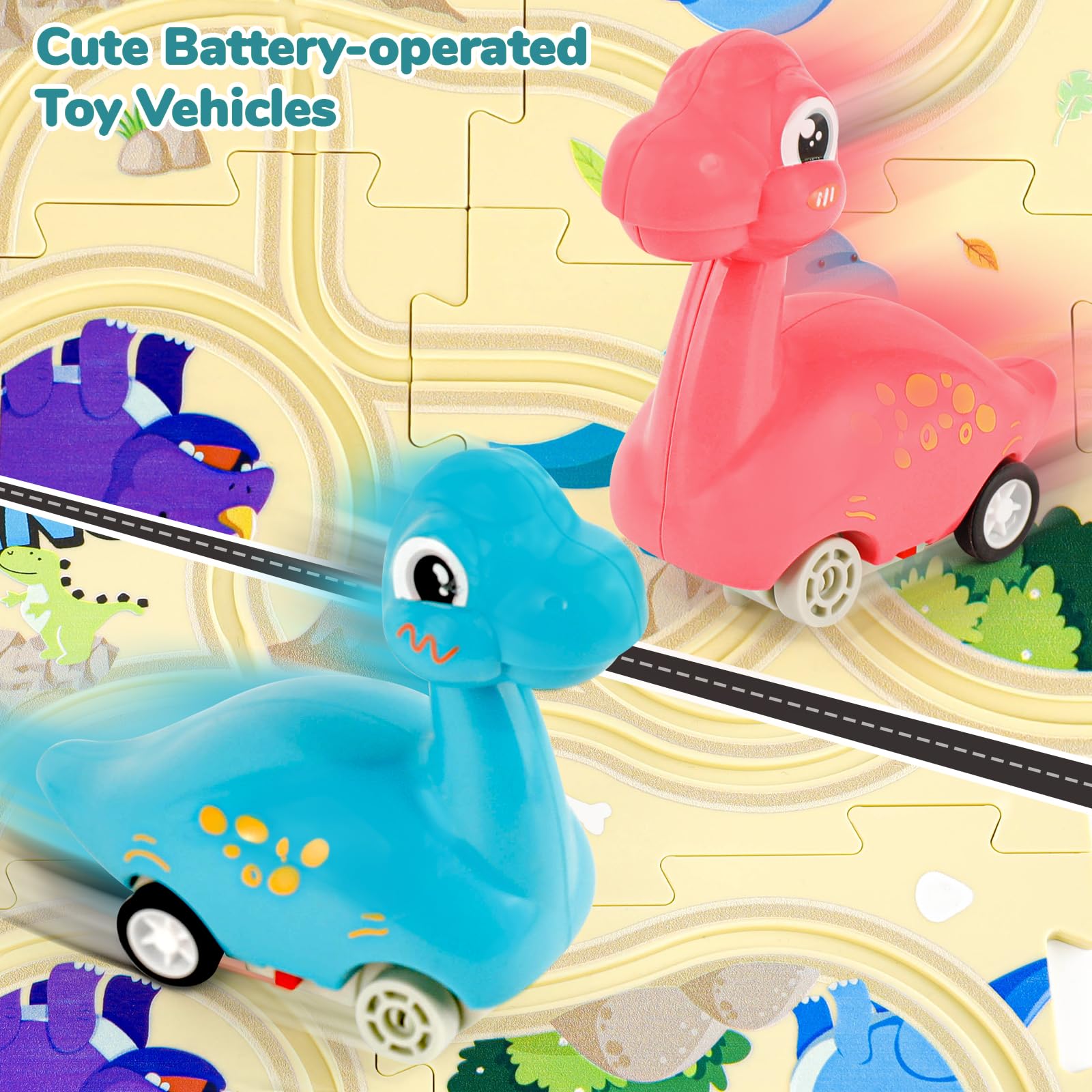 Foto 6 pulgar | Set De Pista Infantil Puzzle Racer, Diseño De Dinosaurio Yooyid, Con 2 Coches - Venta Internacional.