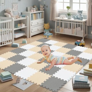 Foto 3 | Alfombrillas De Espuma Qqpp De Goma Eva, 18 Baldosas Entrelazadas - Venta Internacional.