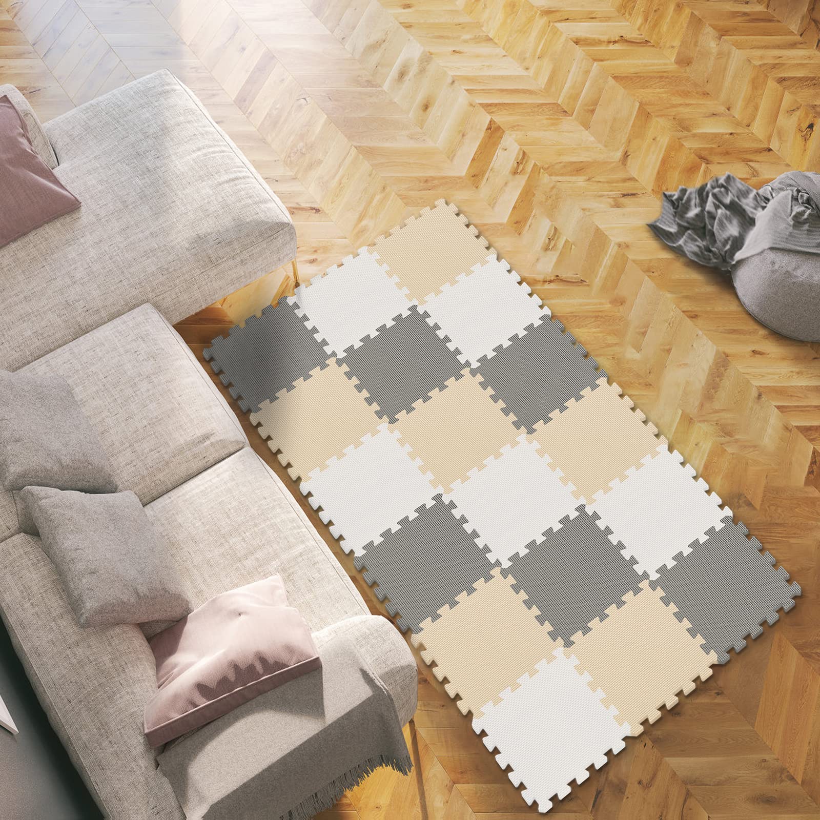 Foto 4 | Alfombrillas De Espuma Qqpp De Goma Eva, 18 Baldosas Entrelazadas - Venta Internacional.