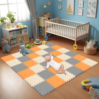 Foto 3 | Alfombrillas De Espuma Qqpp De Goma Eva, 18 Baldosas Entrelazadas - Venta Internacional.