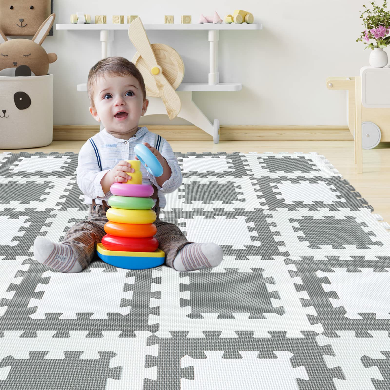 Alfombrillas De Espuma Qqpp De Goma Eva, 18 Baldosas Entrelazadas - Venta Internacional.