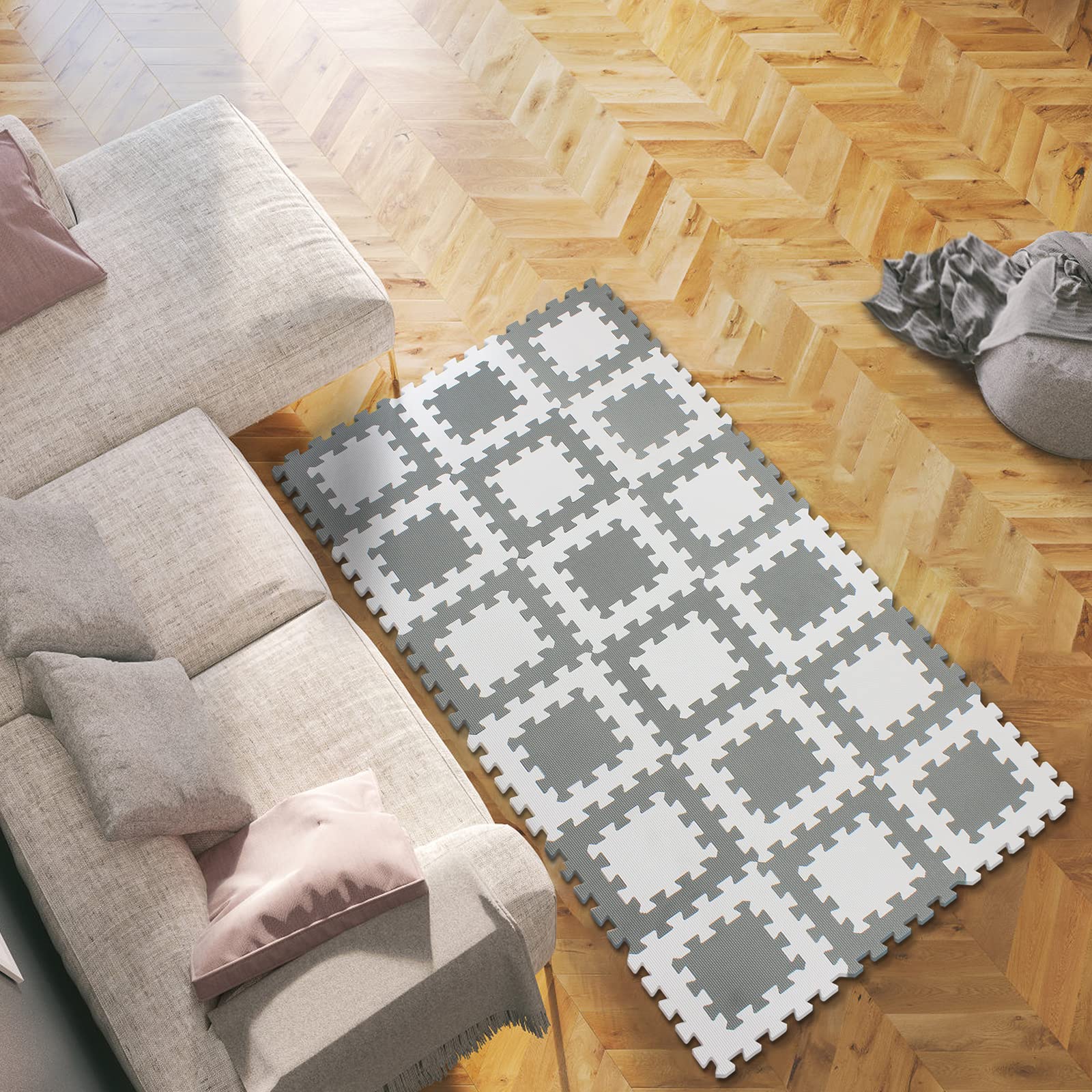 Foto 4 pulgar | Alfombrillas De Espuma Qqpp De Goma Eva, 18 Baldosas Entrelazadas - Venta Internacional.