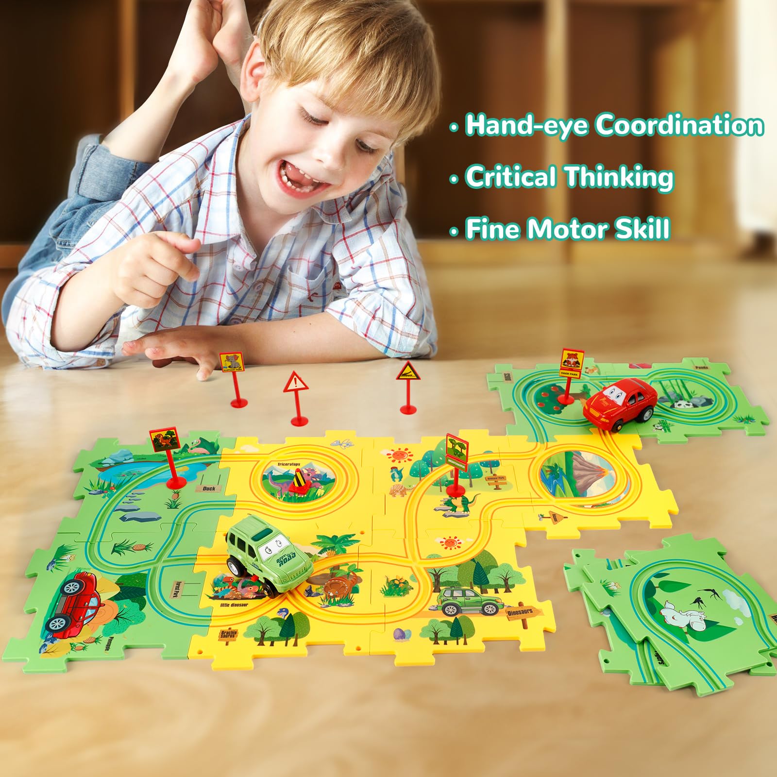 Foto 2 | Juego De Rompecabezas De Suelo Para Niños Yooyid Puzzle Racer Car Track - Venta Internacional.