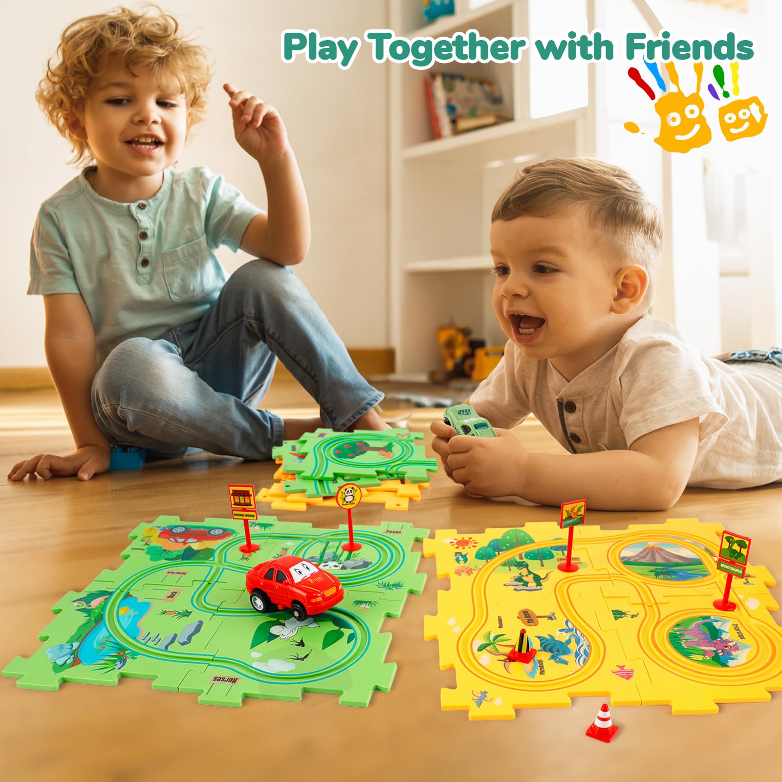 Foto 3 | Juego De Rompecabezas De Suelo Para Niños Yooyid Puzzle Racer Car Track - Venta Internacional.