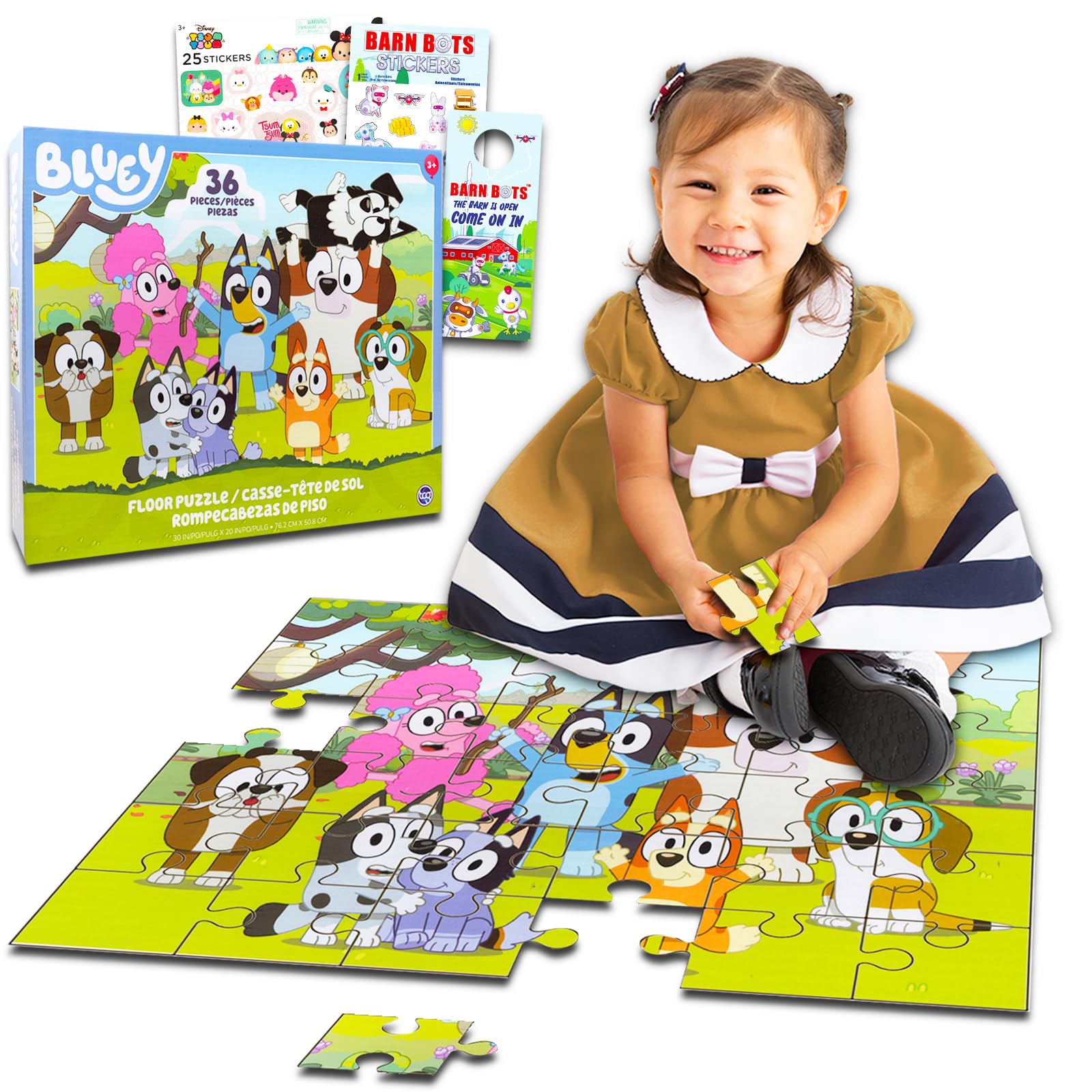 Foto 2 pulgar | Puzle De Suelo Disney Bluey De 36 Piezas Con Pegatinas Para Niños De 3 A 5 Años - Venta Internacional.