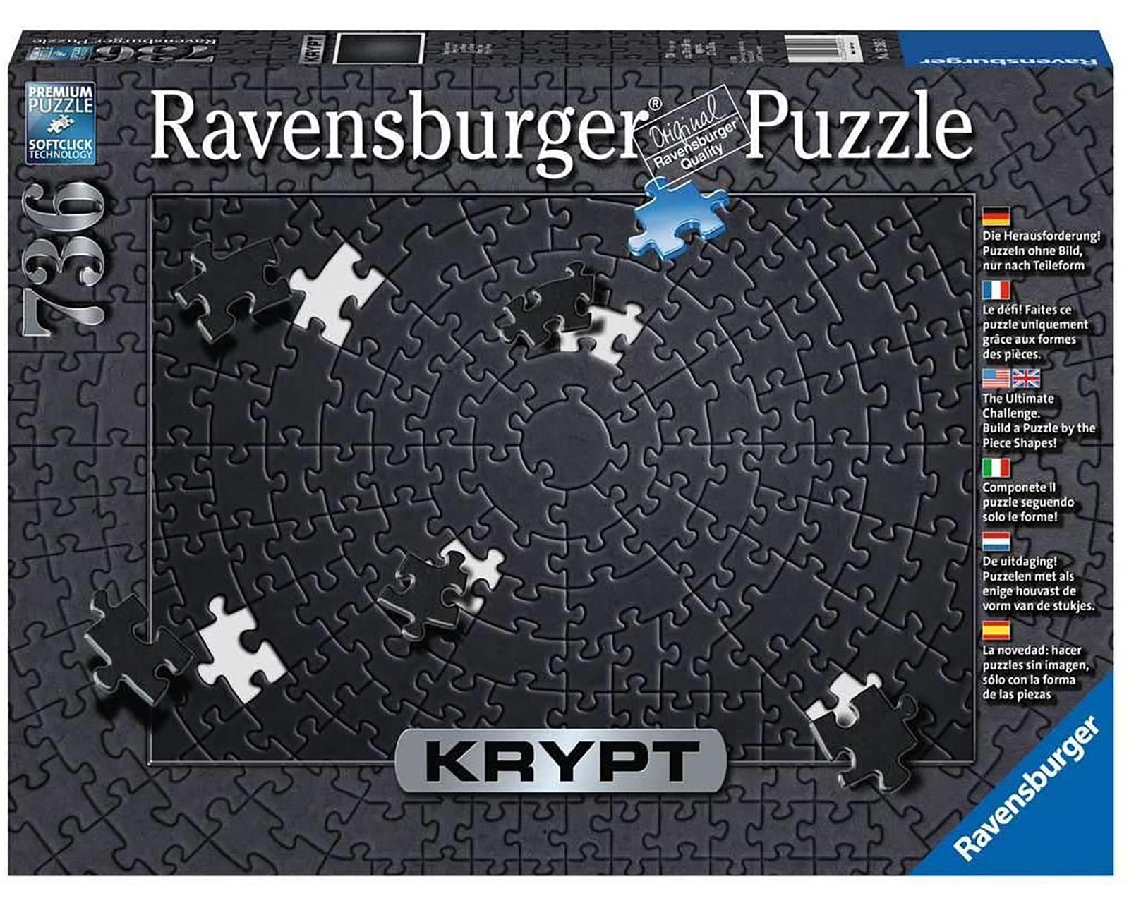 Foto 2 pulgar | Rompecabezas Ravensburger Todo Negro con 736 Piezas