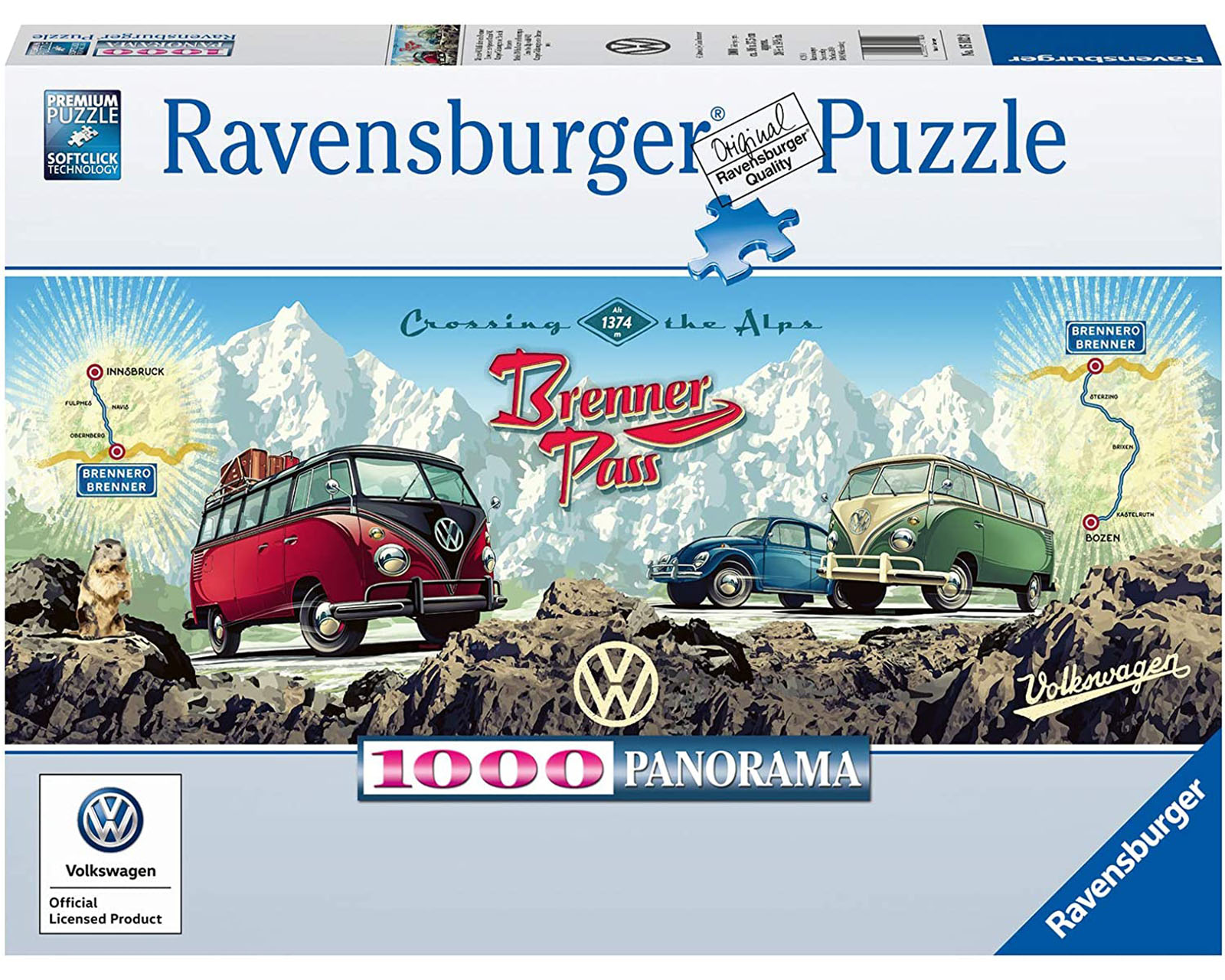 Foto 2 pulgar | Rompecabezas Ravensburger Cruzando Los Alpes con Vw de 1000 Piezas Panorámico