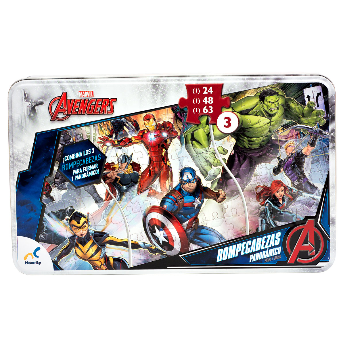 Foto 2 pulgar | Rompecabezas de los Avengers Panorámico 3 en 1 Novelty