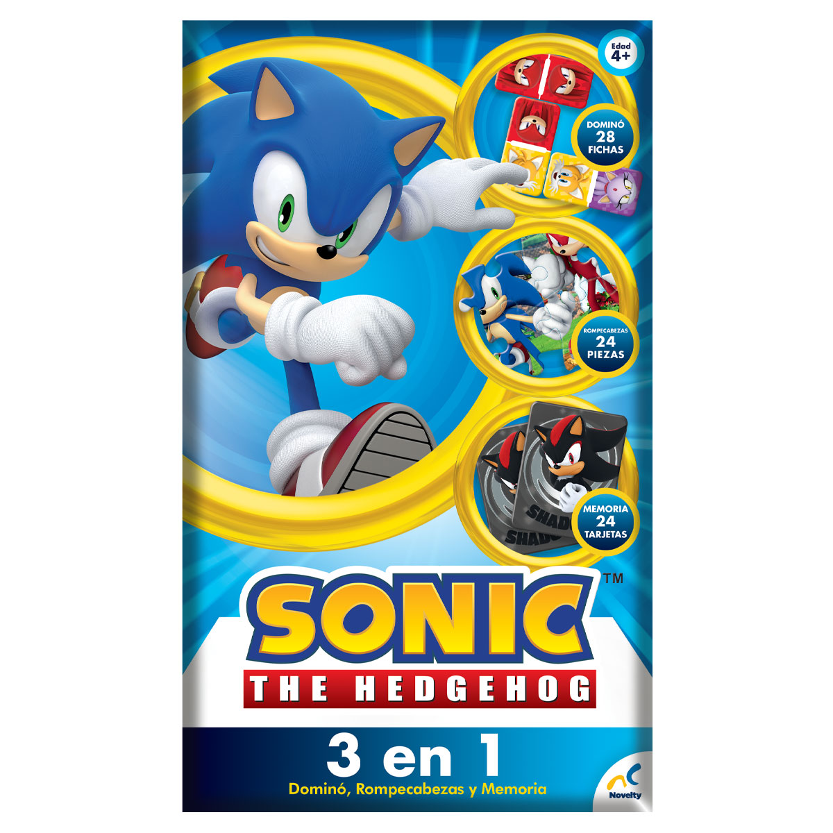 Foto 4 pulgar | Set de Juegos 3 en 1 para Niños de Sonic Novelty Multicolor