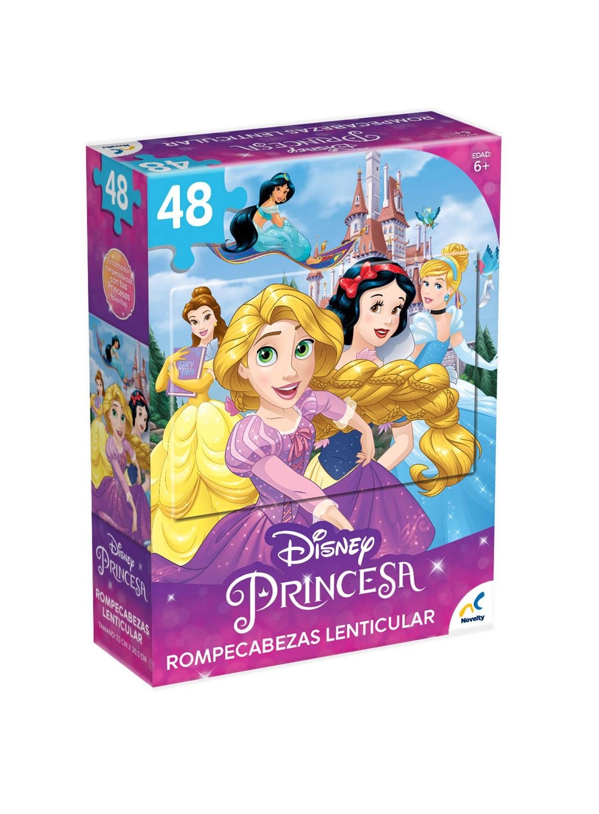 Foto 2 pulgar | Rompecabezas Lenticular Novelty Disney Princesas con 48 Piezas Caja Cartón