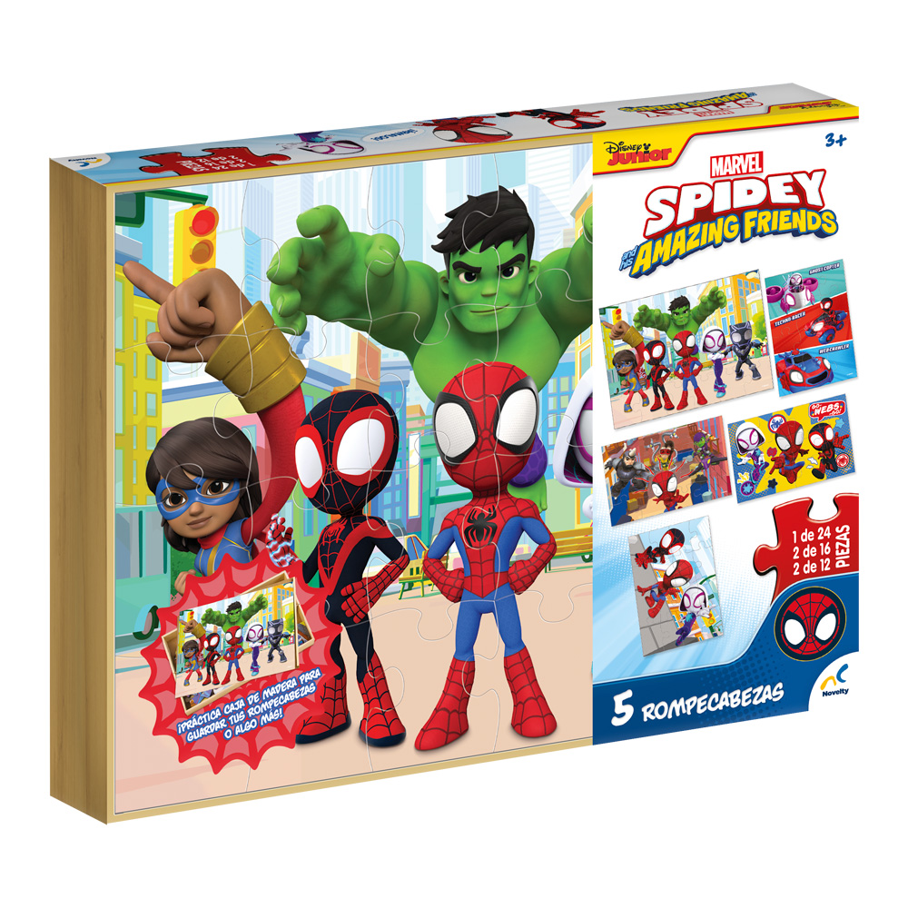 Rompecabezas 5 En 1 Para Niños Spidey Madera - Novelty