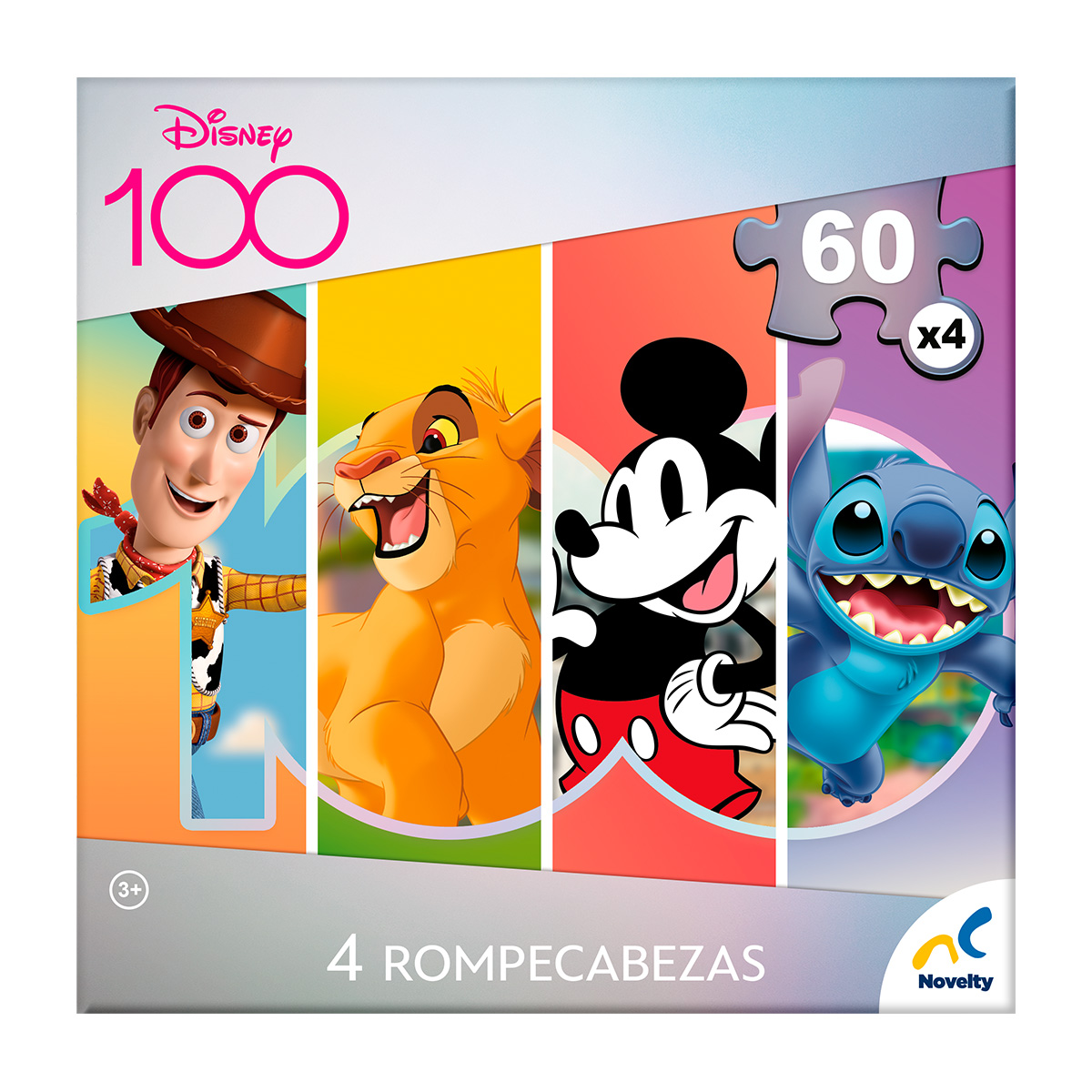 Foto 4 pulgar | Rompecabezas Novelty 4 En 1 Disney 100 Aniversario Pixar 60 Piezas