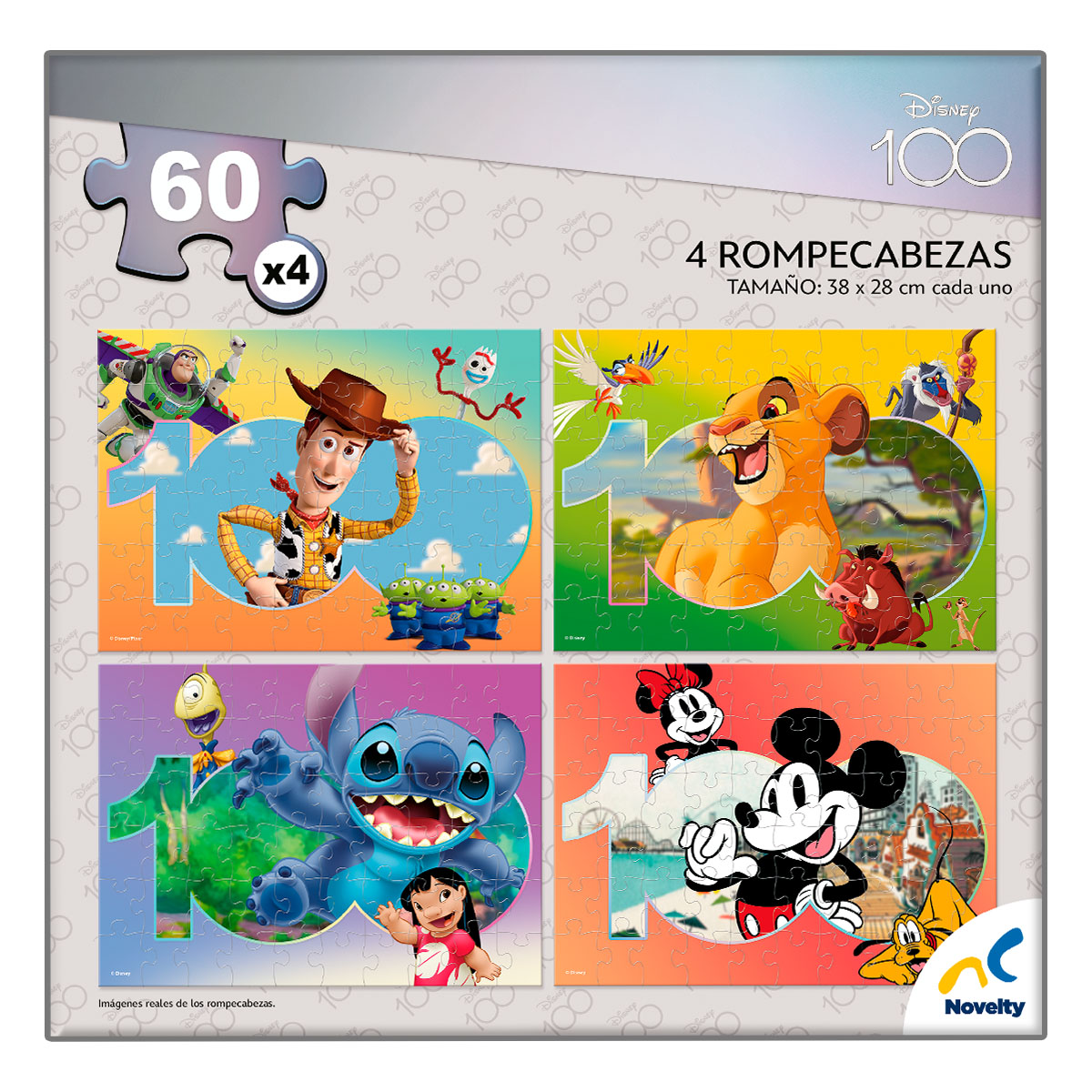 Foto 4 | Rompecabezas Novelty 4 En 1 Disney 100 Aniversario Pixar 60 Piezas