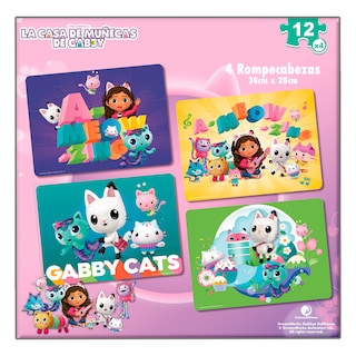 Foto 4 | Rompecabezas Novelty 4 En 1 Gabby's Doll House 12 Piezas c/u
