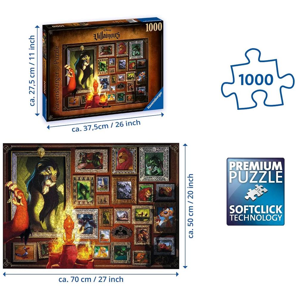 Foto 4 pulgar | Rompecabezas Ravensburger Disney Villanos Scar 1000 Piezas