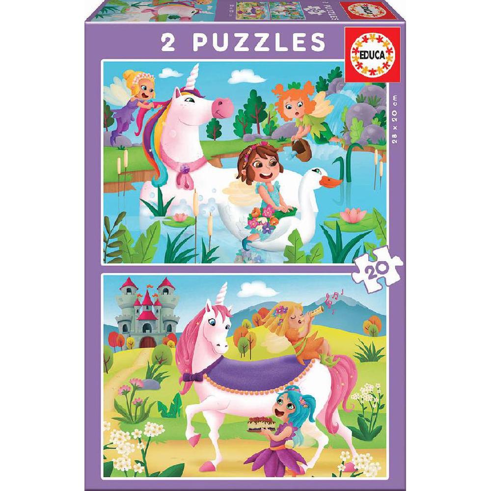 Rompecabezas Unicornios y Hadas Educa 2 x 20 Piezas