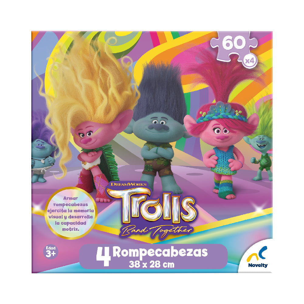 Foto 2 pulgar | Rompecabezas Trolls 4 en 1 de 60 Piezas