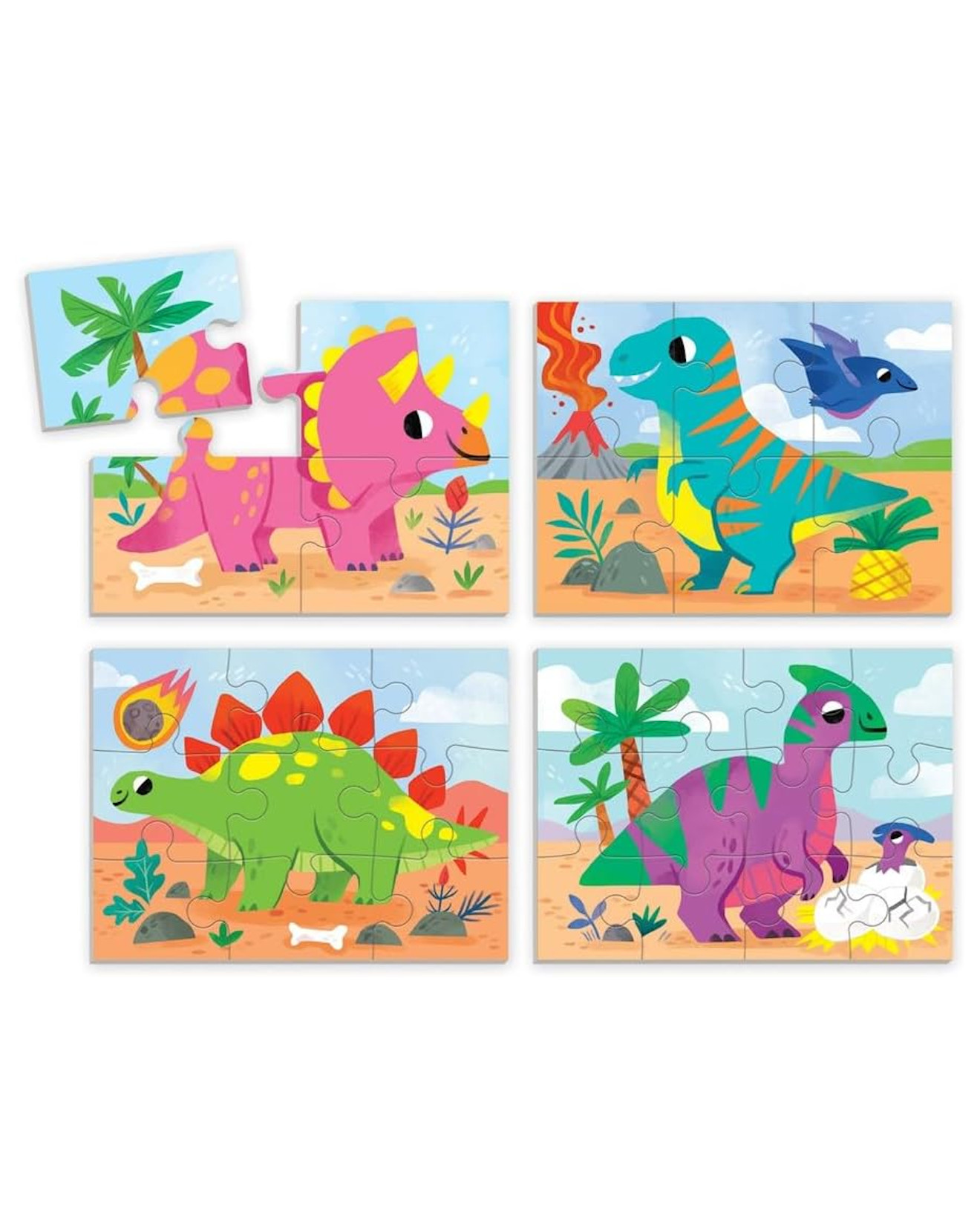 Foto 3 pulgar | Set de 4 Rompecabezas Infantiles Dino Friends