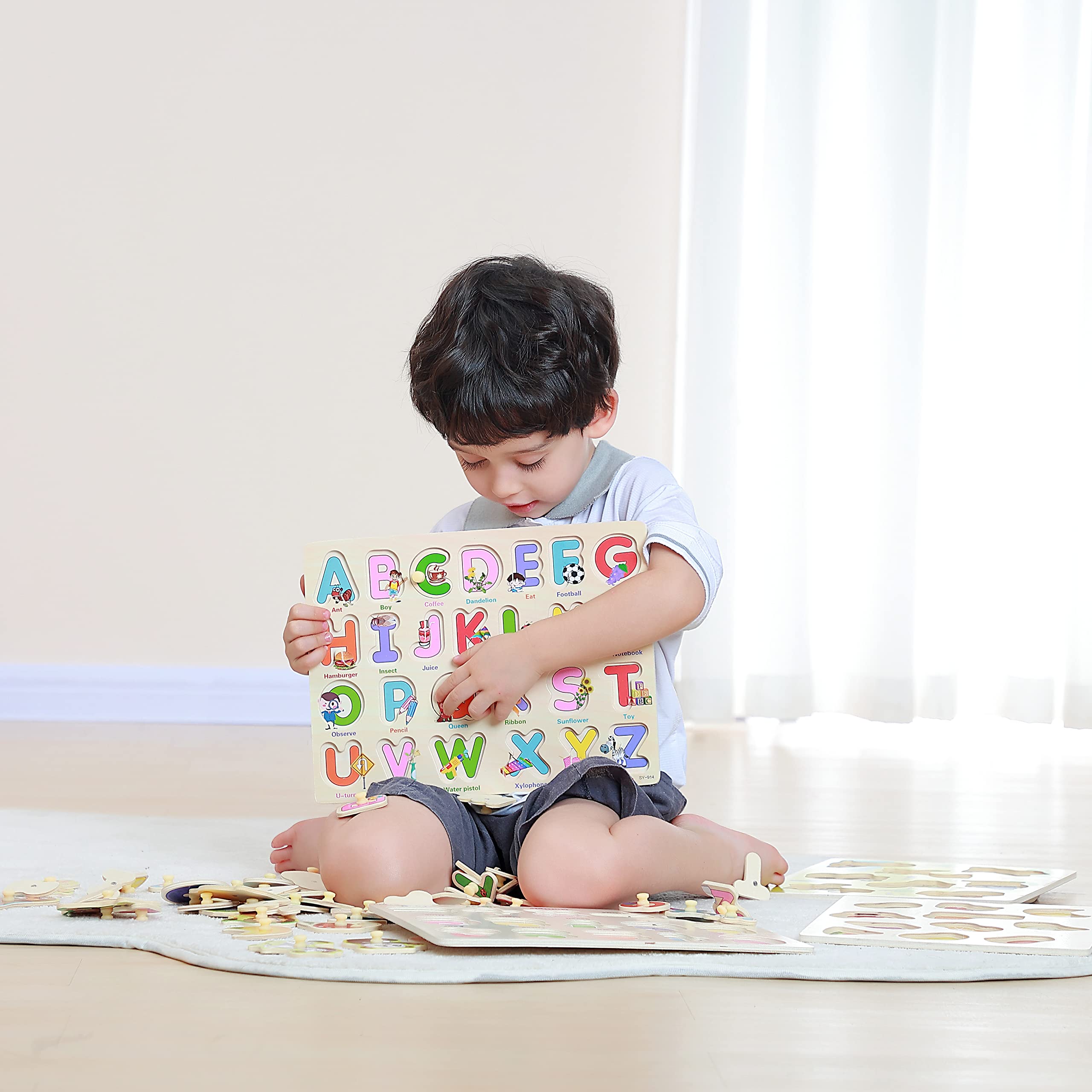 Foto 3 pulgar | Venta Internacional - Rompecabezas De Madera Grinnnie Para Niños De 2 A 4 Años Con 4 Rompecabezas