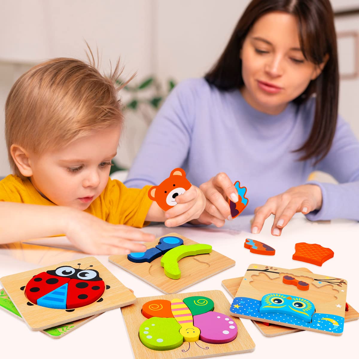 Foto 7 pulgar | Venta Internacional - Rompecabezas De Madera Dreampark Para Niños De 1 A 3 Años, Paquete De 6