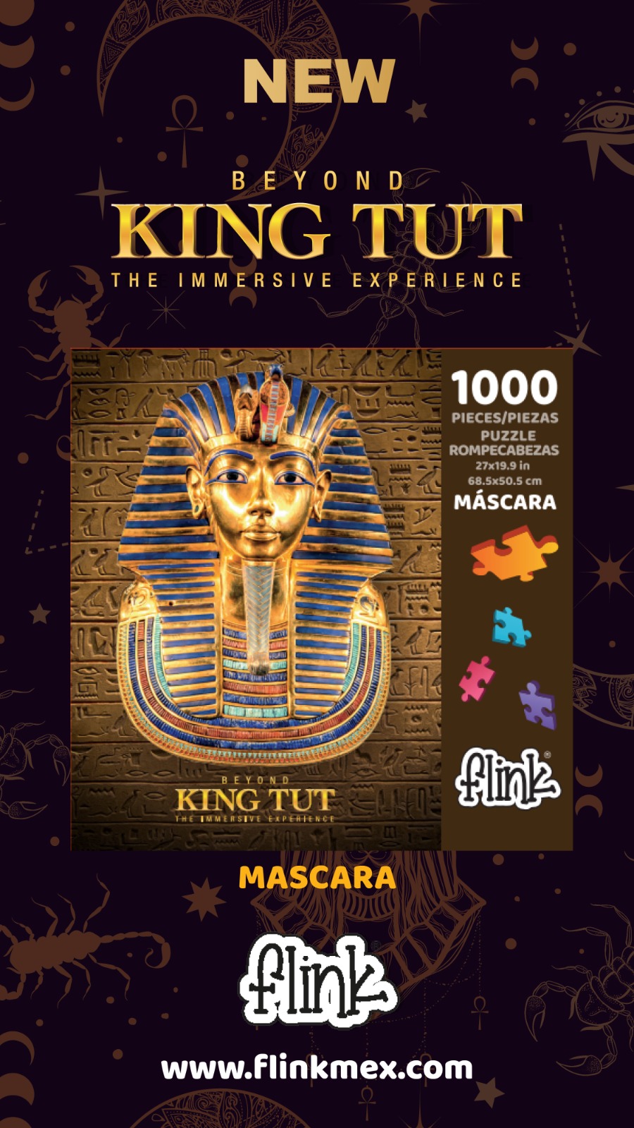 Foto 2 pulgar | Rompecabezas Flink Metalizado King Tut Máscara 1000 Piezas